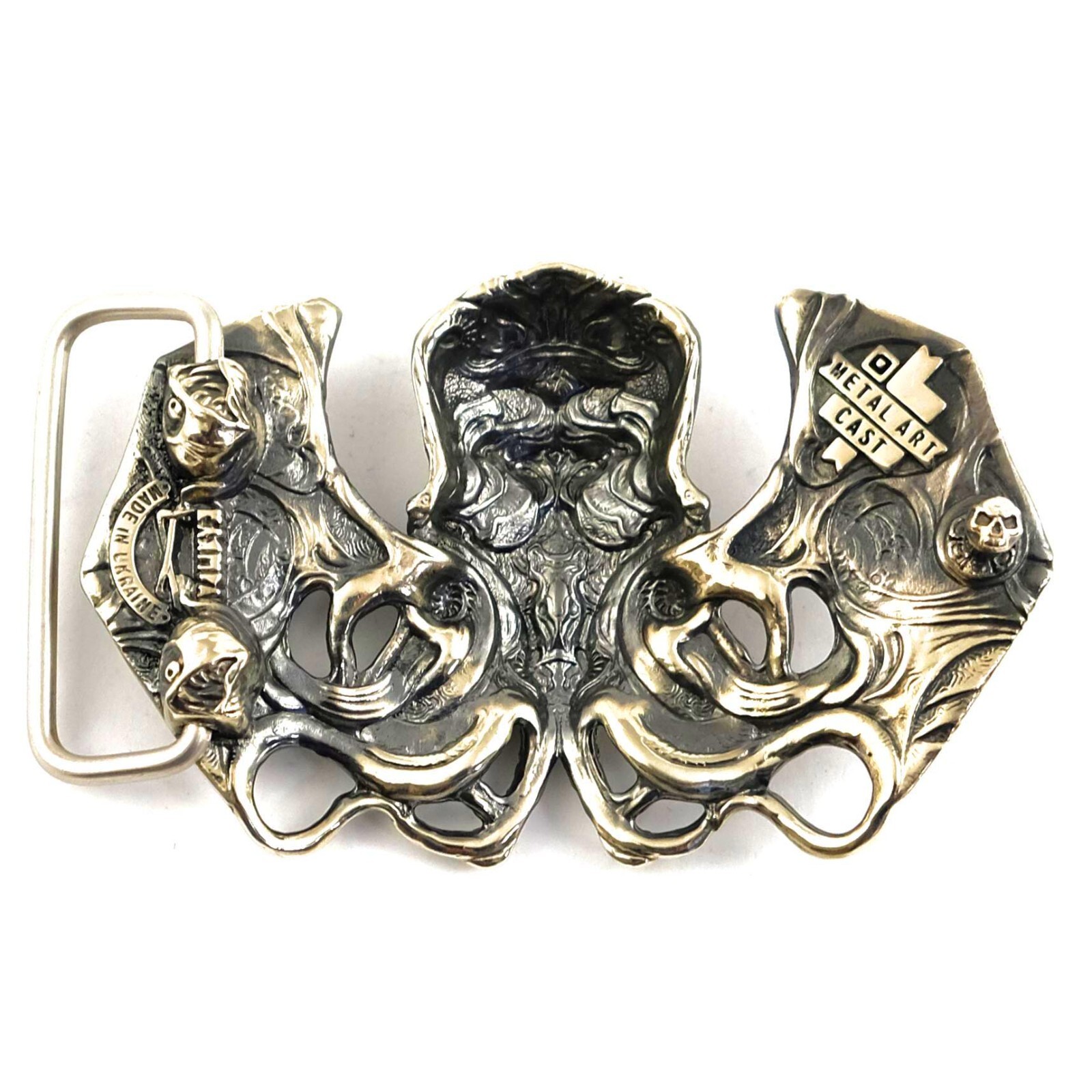 German silver belt buckle Cthulhu, Cthulhu Myths belt buckle, Skull buckle