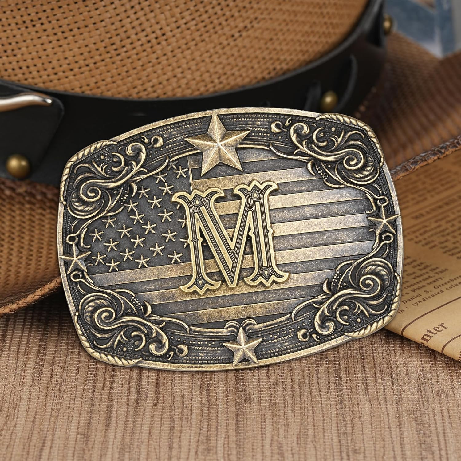 Western Belt Buckle for Men Women Initial Letter a to Z Cowboy Belt Buckle Texas