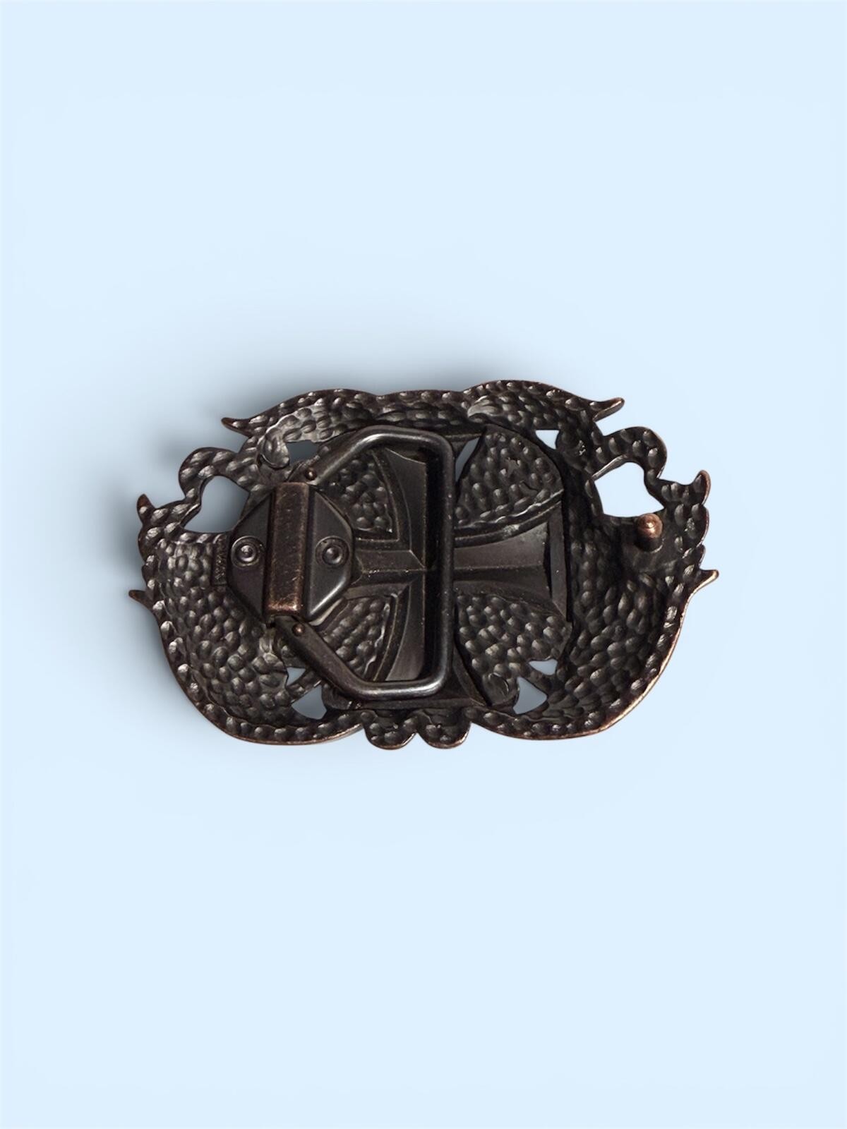 Maltese Cross Belt Buckle Cutout Gothic Outlaw Biker Punk Bronze Brown