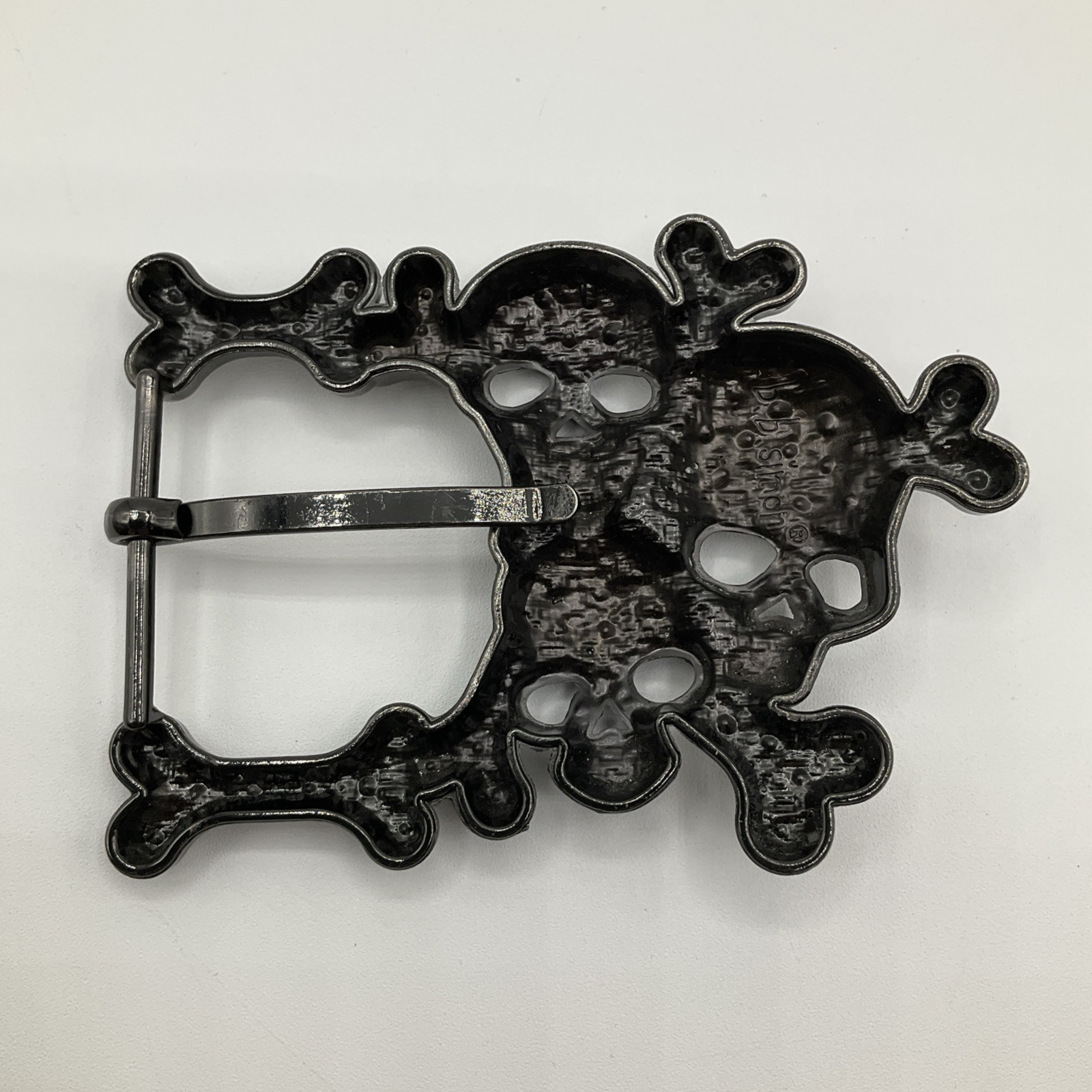 Qty (2) b.b. simon Red and White Skull Belt Buckles Black Chrome