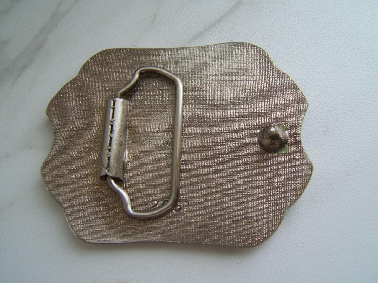 VINTAGE QUARTER HORSE ENAMEL BELT BUCKLE #2051