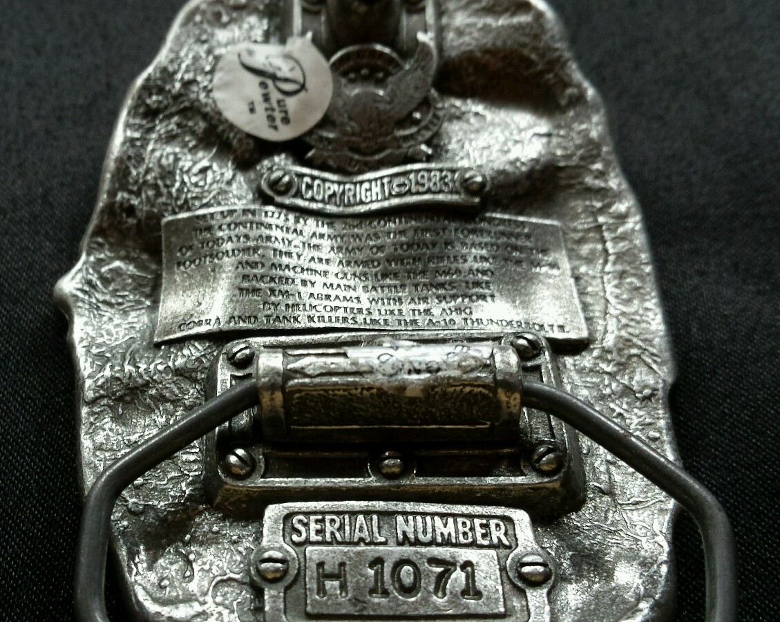 U.S. ARMY FIREPOWER BELT BUCKLE PEWTER 1983
