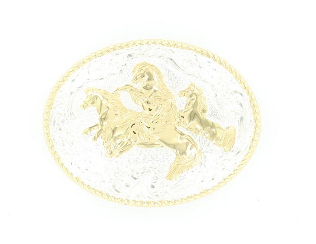 Crumrine Western Belt Buckle Rope Edge Equine Silver Bronze C02110