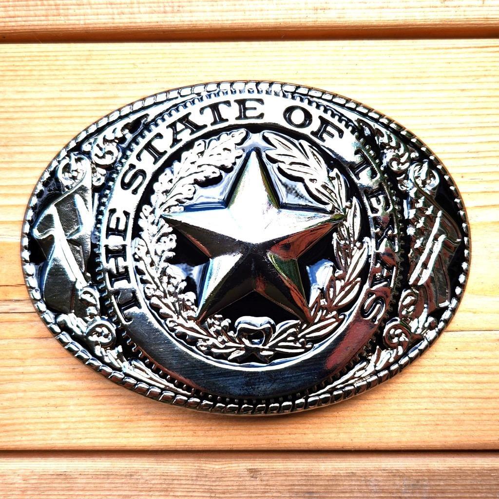WESTERN STAR STATE OF TEXAS SILVER RODEO COWBOY COWGIRL BELT BUCKLE