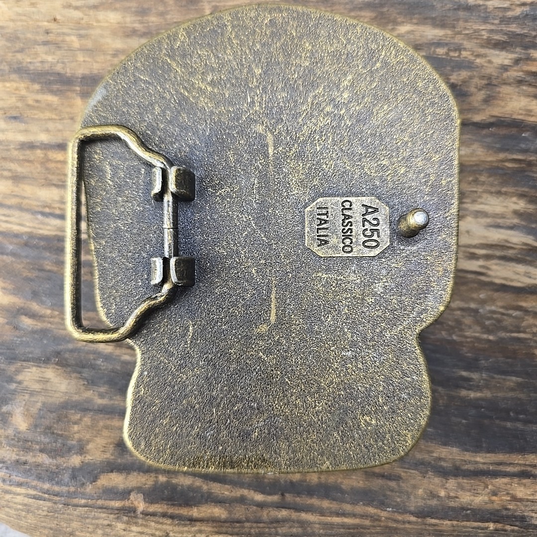 Large Skull Buckle Brass Tone Classico Italia A250