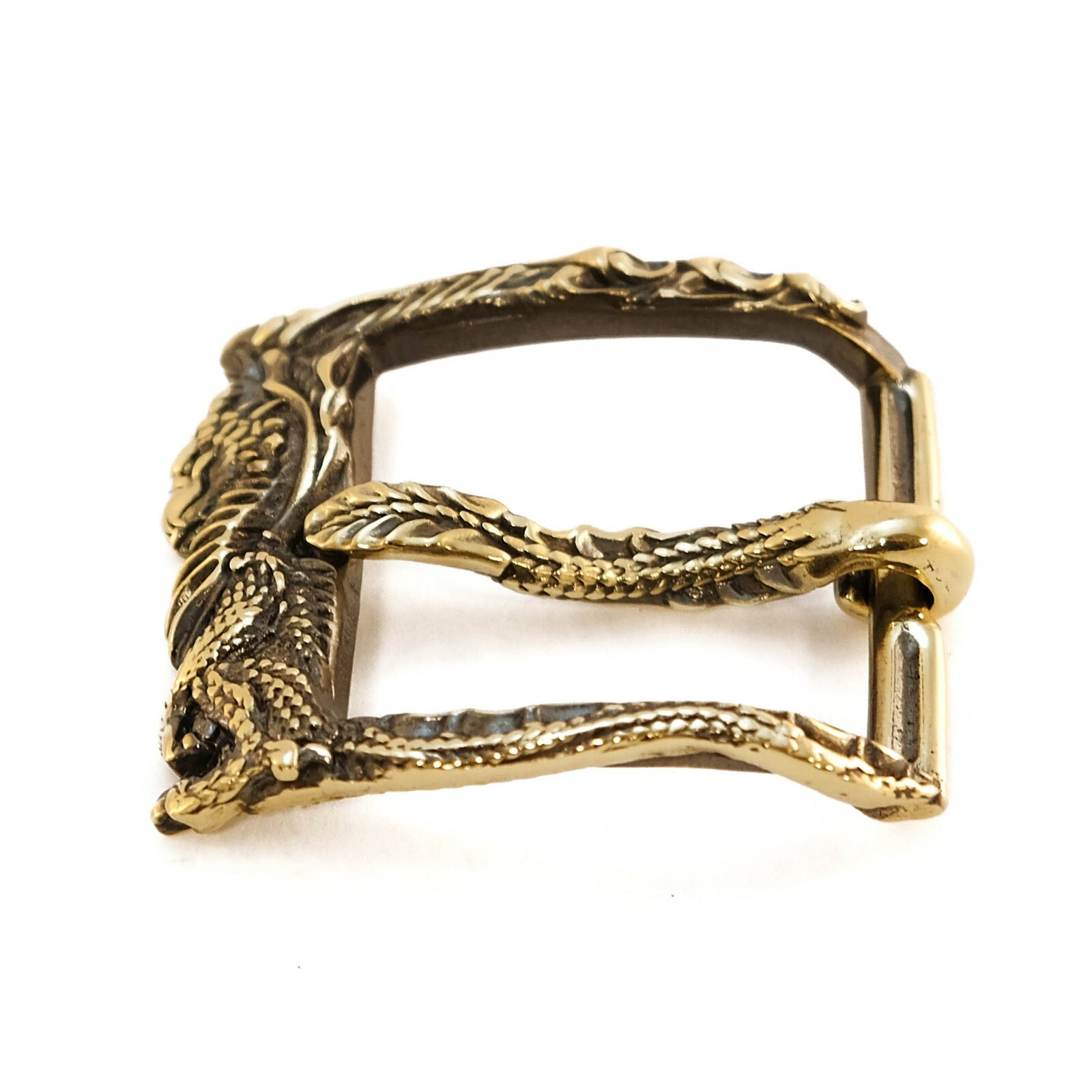 Brass belt buckle « Dragon », Handmade pin type Scandinavian Dragon belt buckle