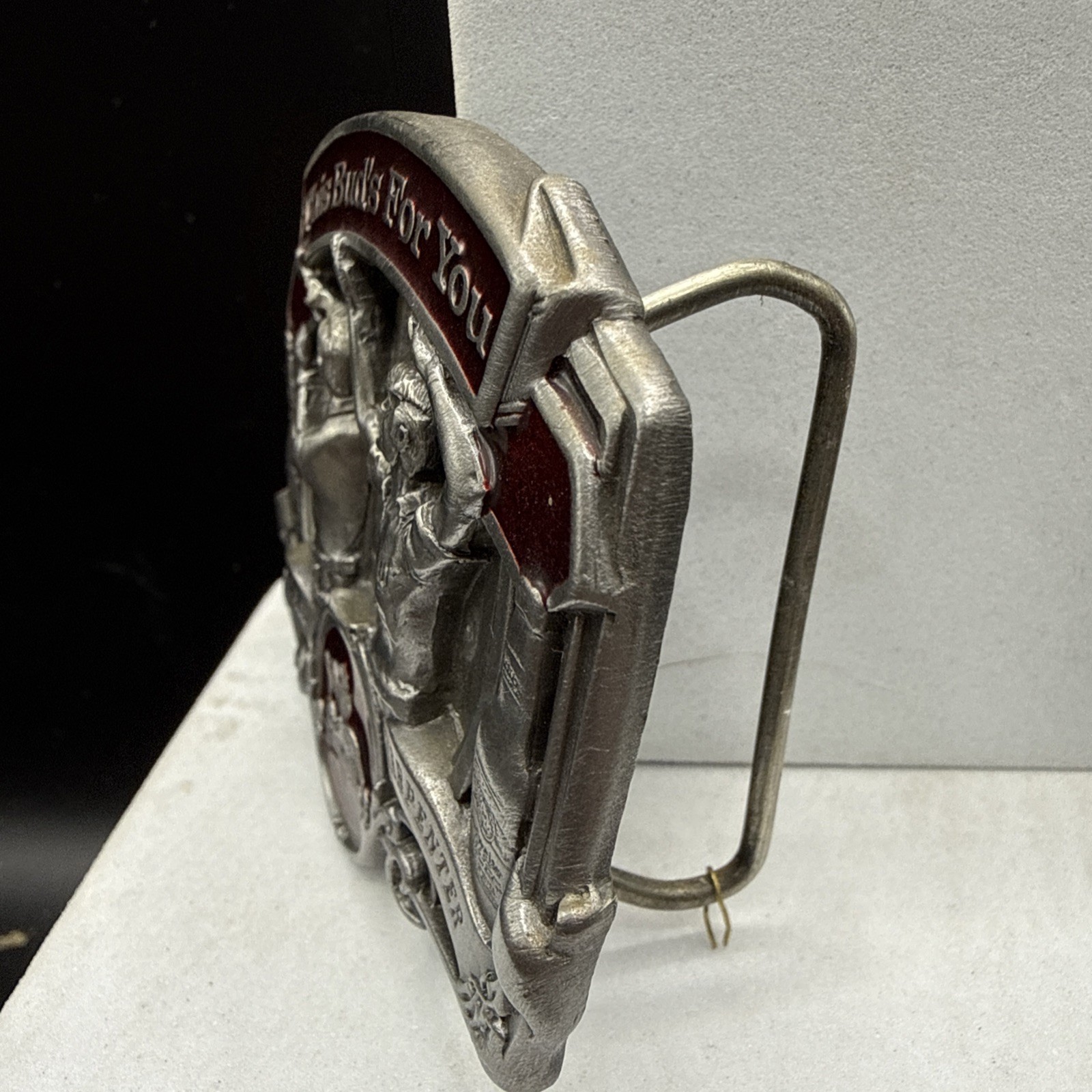Vtg Anheuser-Busch Budweiser Belt Buckle 1987 American Carpenter Salute C-175