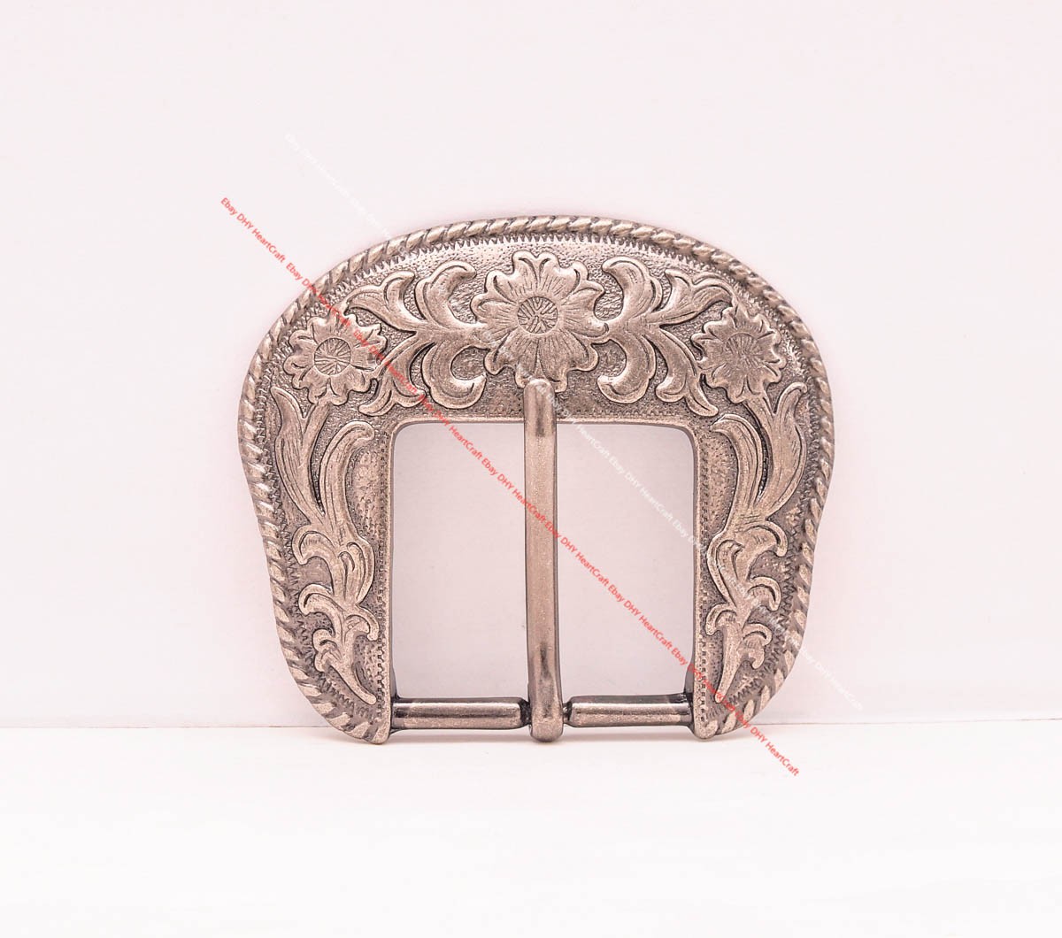 38mm Western Antique Silver Cowboy Flower Leather Belt Buckle 3 Piece Set Men