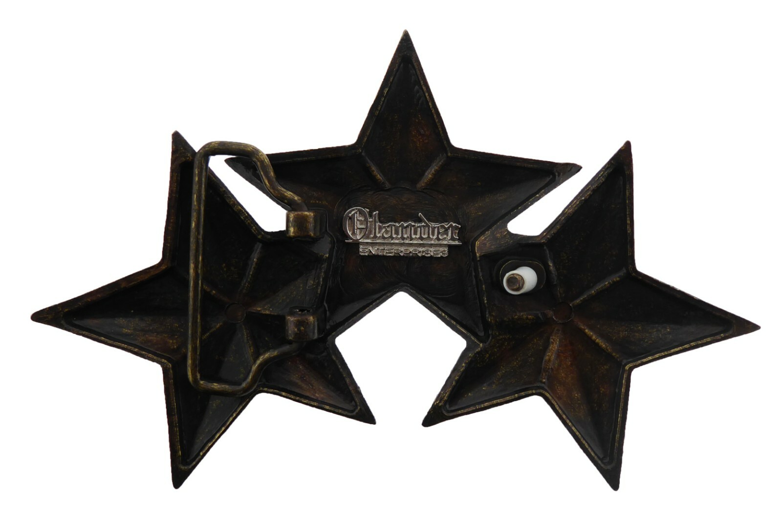 Triple 3 Tri Stars Belt Buckle Rock Rebel Brass Bronze Gothic Tattoo New Men Big