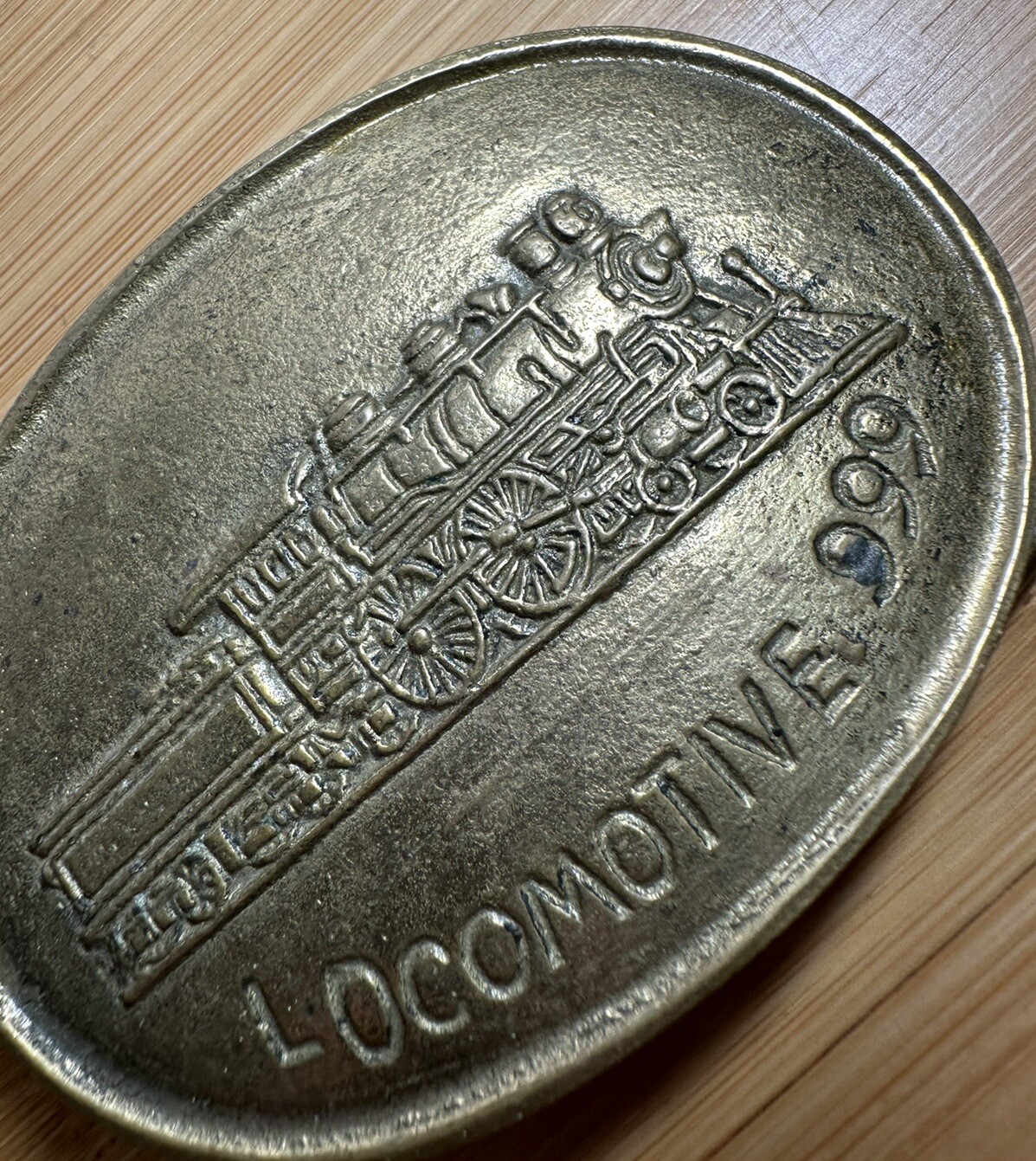 Locomotive 999 Solid Brass Belt Buckle Railroad Engine Train – Beautiful Patina