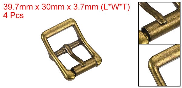 4Pcs 0.87&Prime; Single Prong Belt Buckle Square Center Bar Buckles for Belt, Brass
