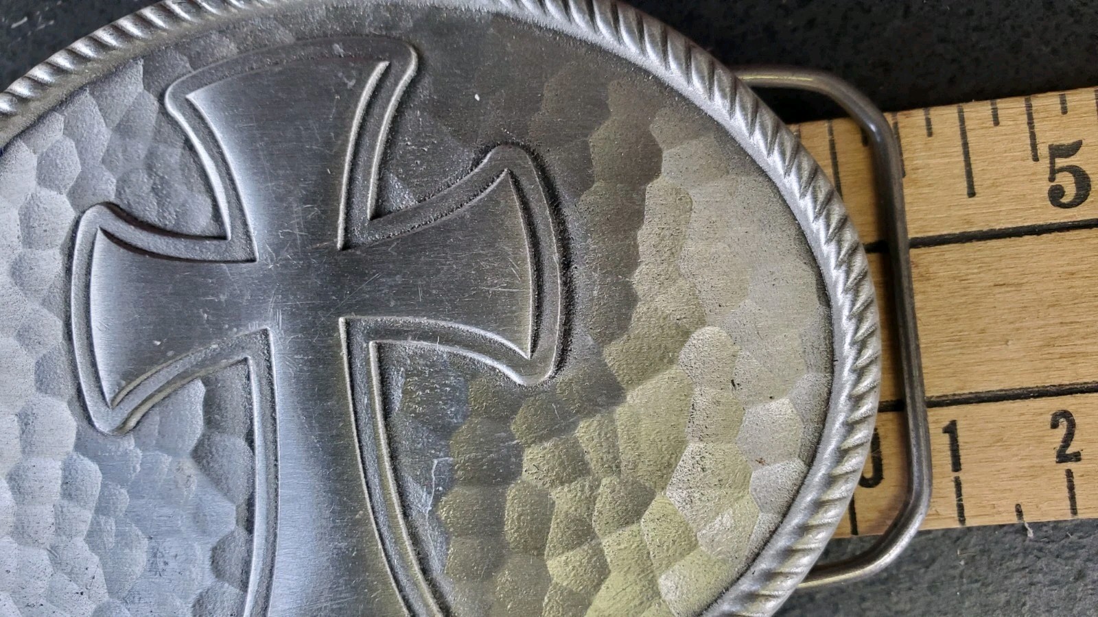 Vintage 2006 Great American Products Fine Pewter Cross Belt Buckle (#4805)