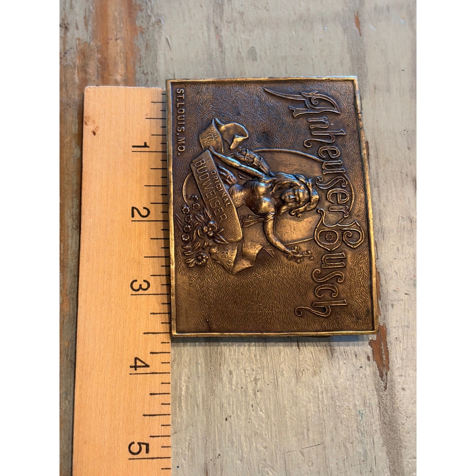 Vintage Anheuser Busch Budweiser Brass Buckle Lady of the Lake St Louis B-168