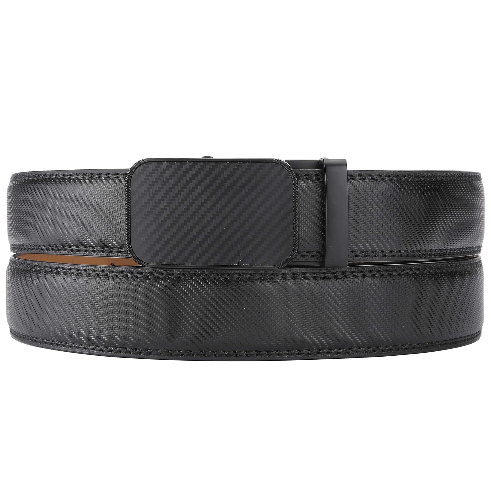 Marino Men’s Genuine Adjustable from 28&Prime; to 44&Prime; Waist, Diagonal Weave – Black