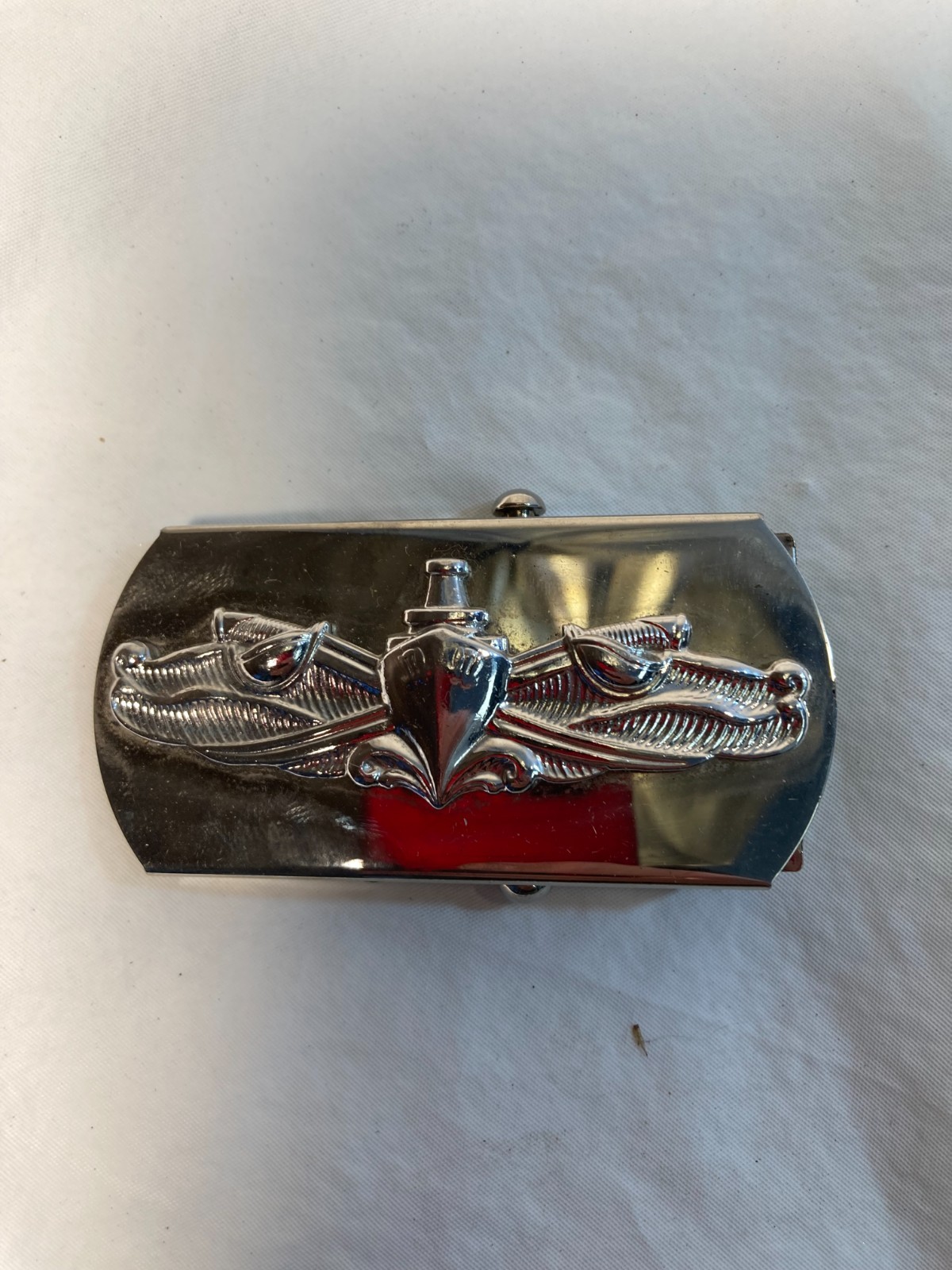 Belt Buckle Clamp-Clip USN Vanguard Silver Tone Made in USA US Military