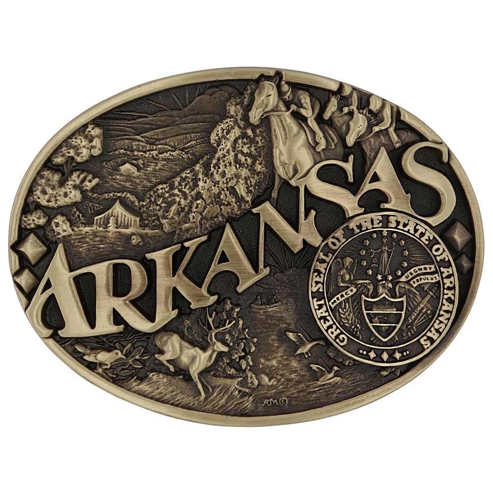 Montana Silversmiths State Heritage Antiqued Oval Brass Western Belt Buckle New