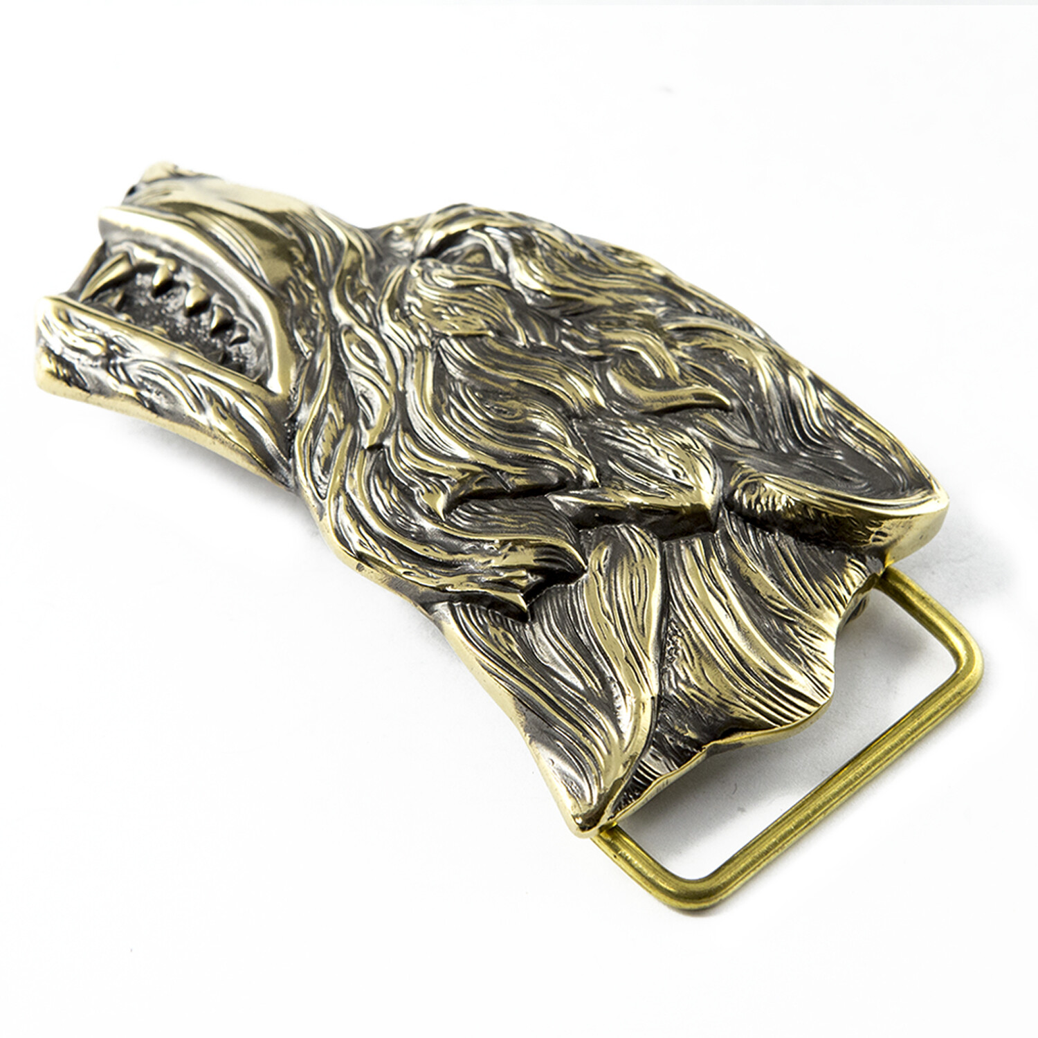 Belt buckle Grey Wolf, Handmade wolf head solid belt buckle
