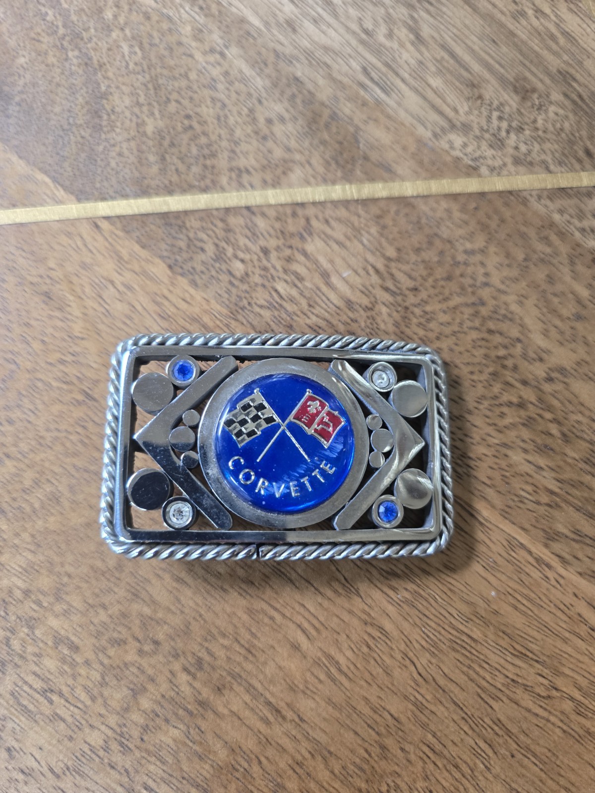Corvette Chevrolet Leather Belt Buckle Vintage 1980s Made In USA Great Condition