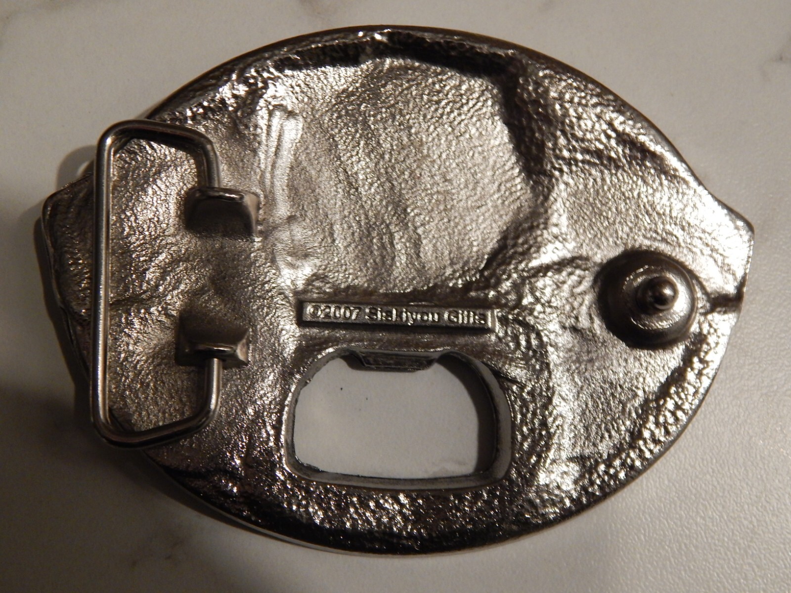 TAILGATER BELT BUCKLE WITH BOTTLE OPENER SISKIYOU PEWTER (Place Your Own Decal)