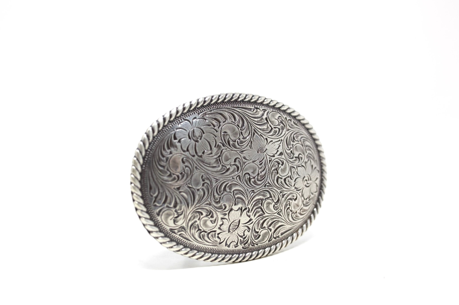 Rope Edge Western Floral Belt Buckle, (1.5 ») Removable Western Buckle