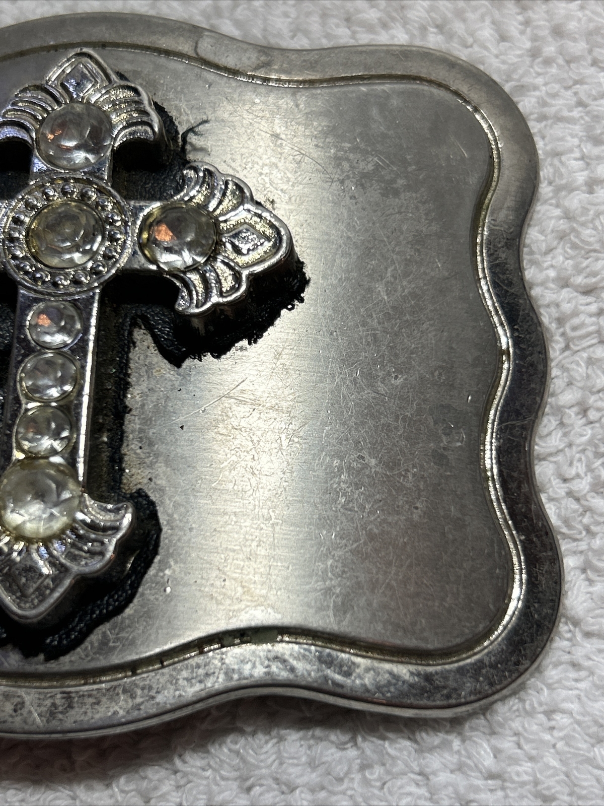 JK Trading Men&rsquo;s Silver Metal 3d Cross Antique Celtic Church Belt Buckle