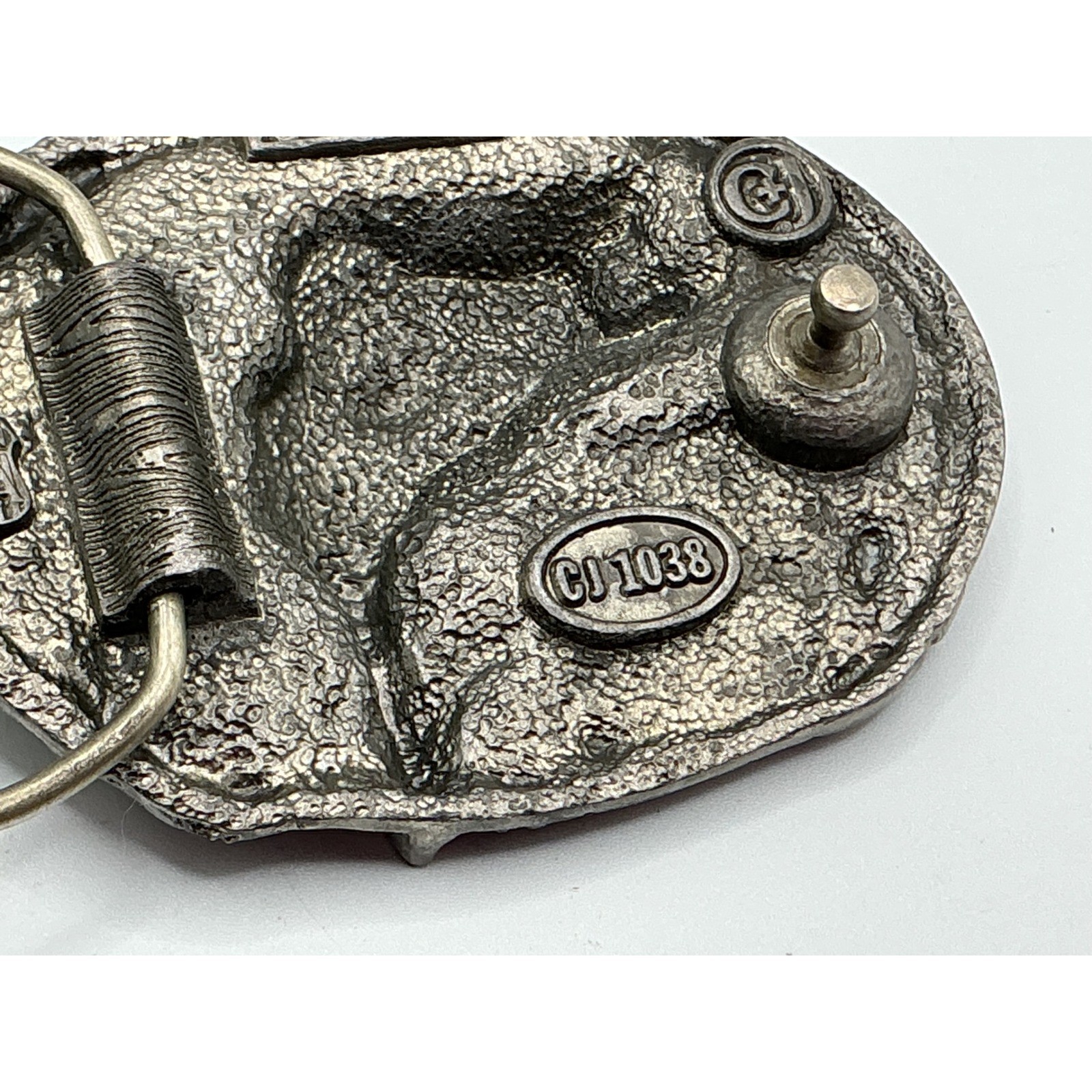 Vintage 1986 CJ Inc Largemouth Bass Deer Belt Buckle CJ 1038 Made in USA Enamel