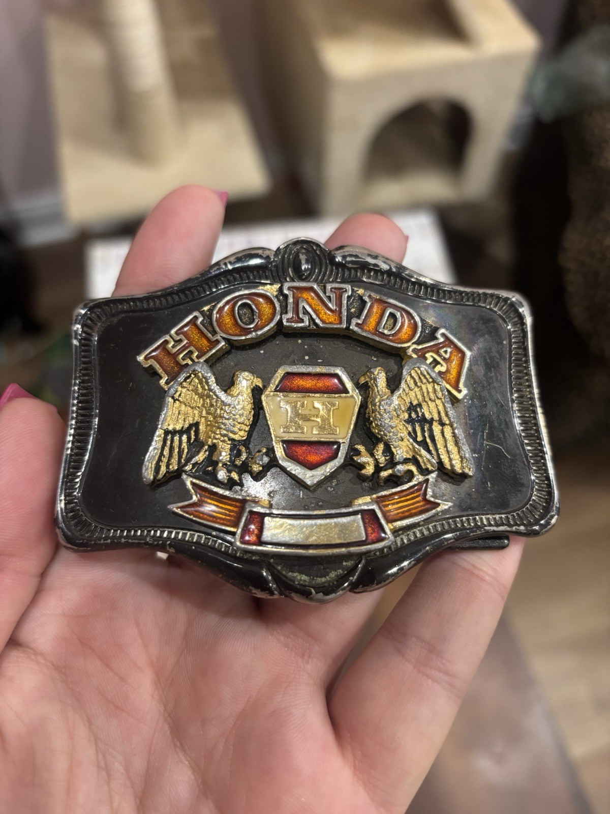 Honda Motorcycle Eagle Logo Metal Belt Buckle Silver/Gold/Red Fits 1.5in