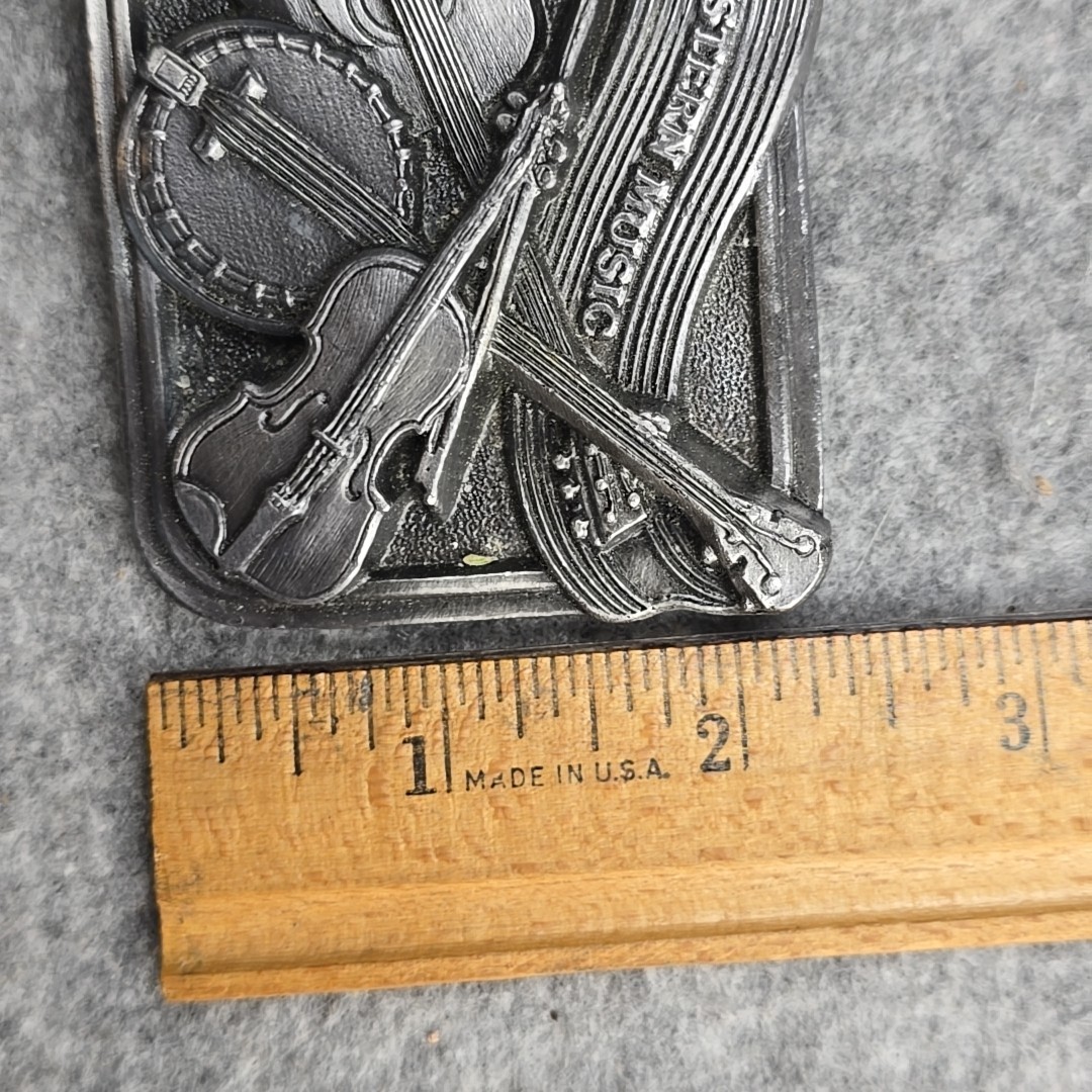 1984 Bergamot Brass Works Country WestMusic Belt Buckle Fiddle & Banjo & Guitar