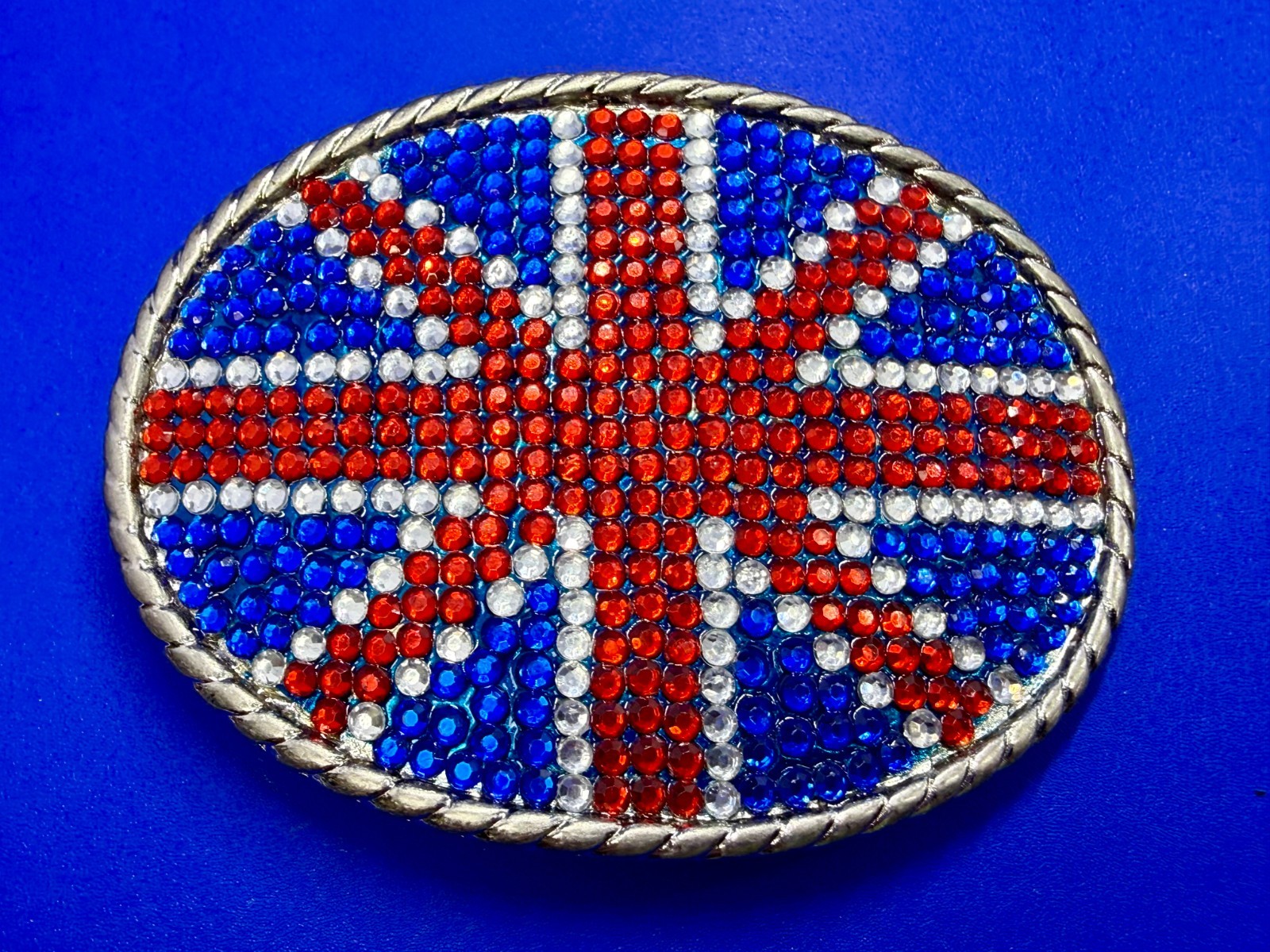 British Union Jack England British Flag Red Blue White Rhinestone Belt Buckle