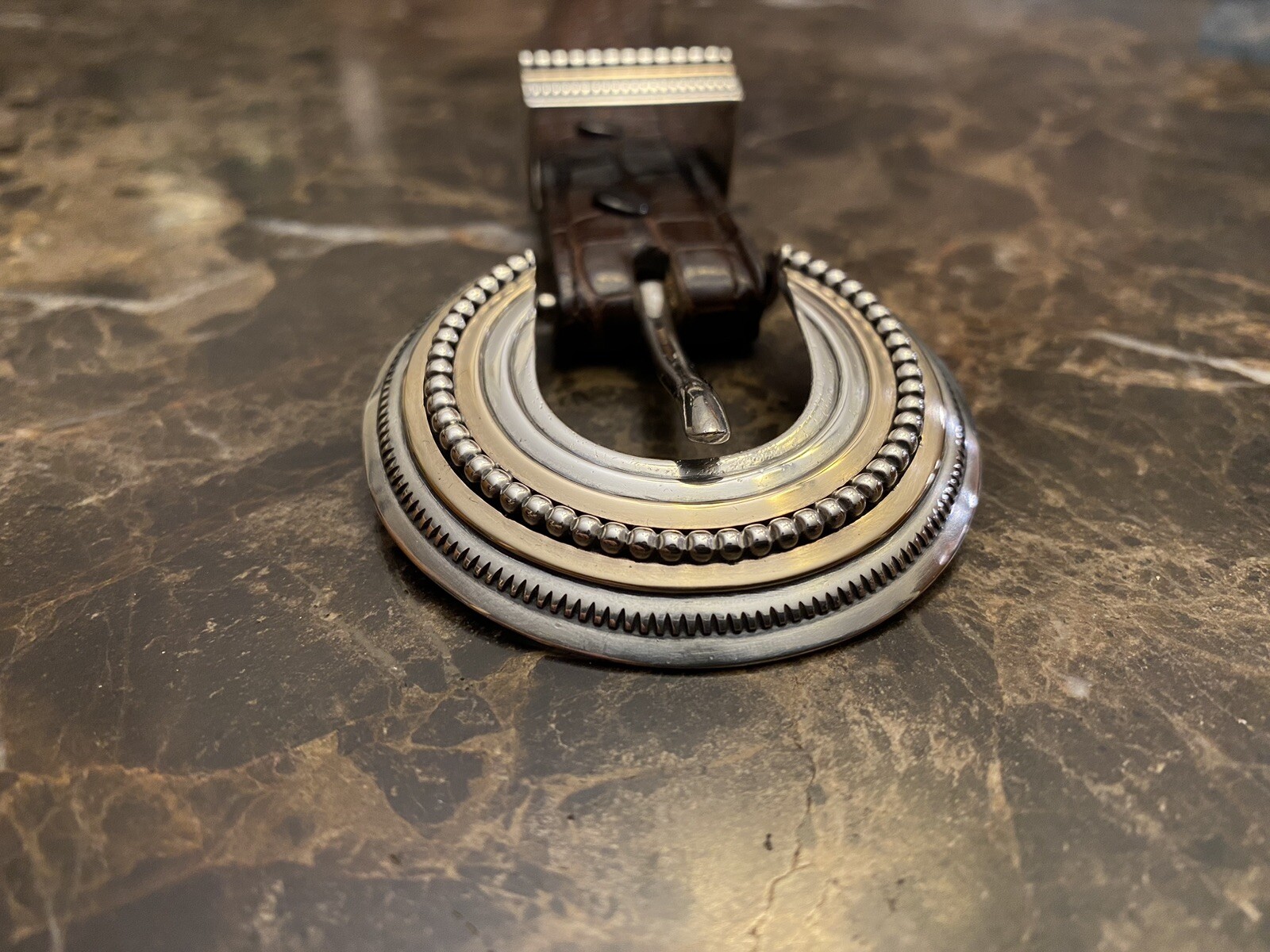 James Reid .925 Sterling 14k Gold Romanesque belt buckle set ✅
