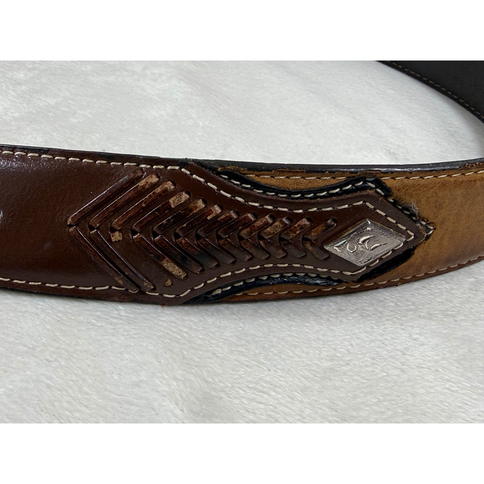 Nocona Western Leather Belt Men&rsquo;s Size 40 Brown Tooled Engraved Buckle