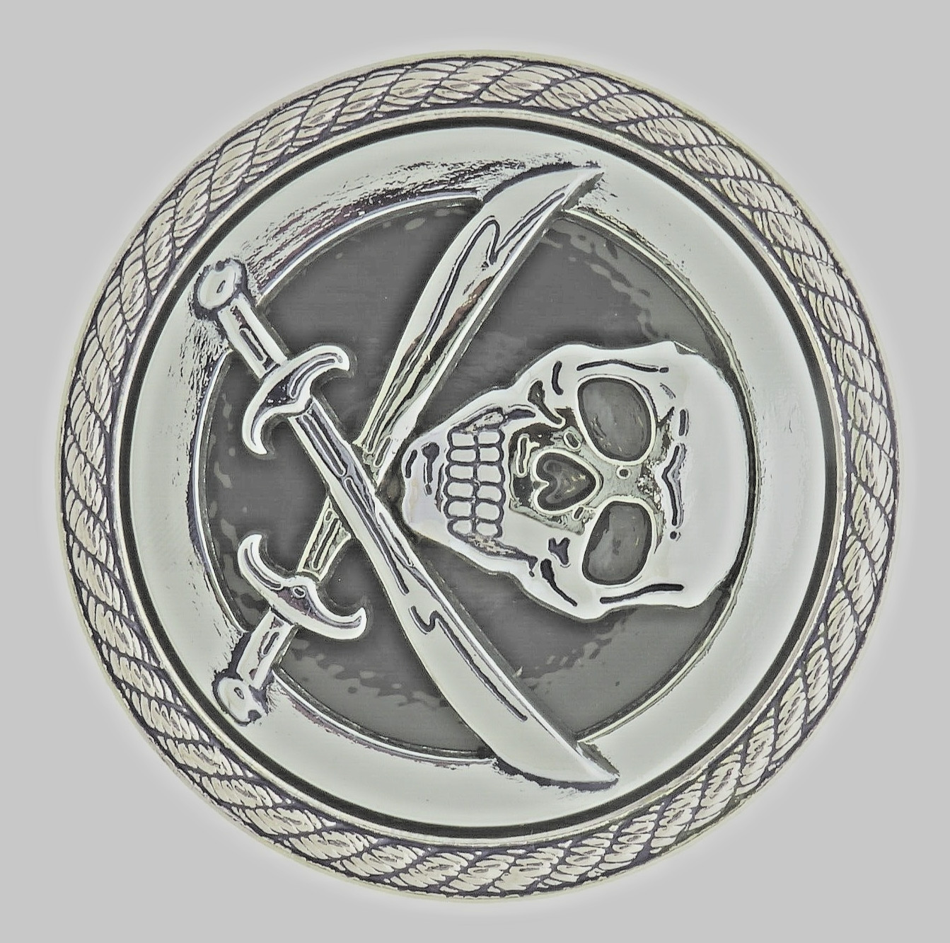 Skull Belt Buckle Men Women Vintage Swords Silver Metal Pirate Halloween Costume