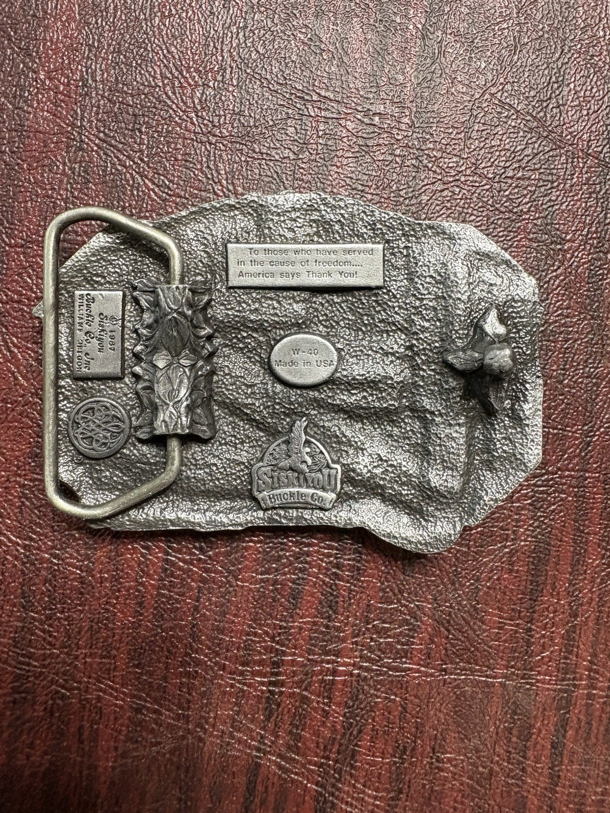 Vintage 1987 Siskiyou Belt Buckle American Veteran & Damn Proud of It USA