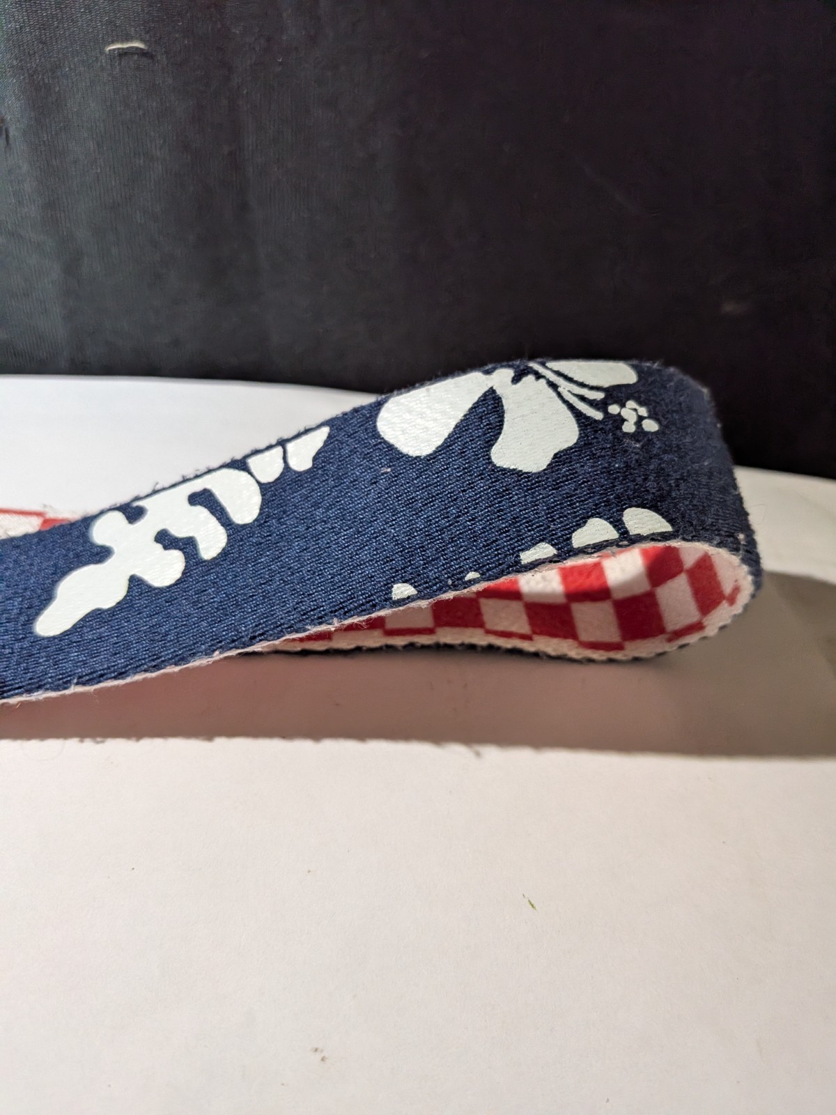 VANS OFF THE WALL BELT & BUCKLE RED CHECK BLUE FLORAL DESIGN
