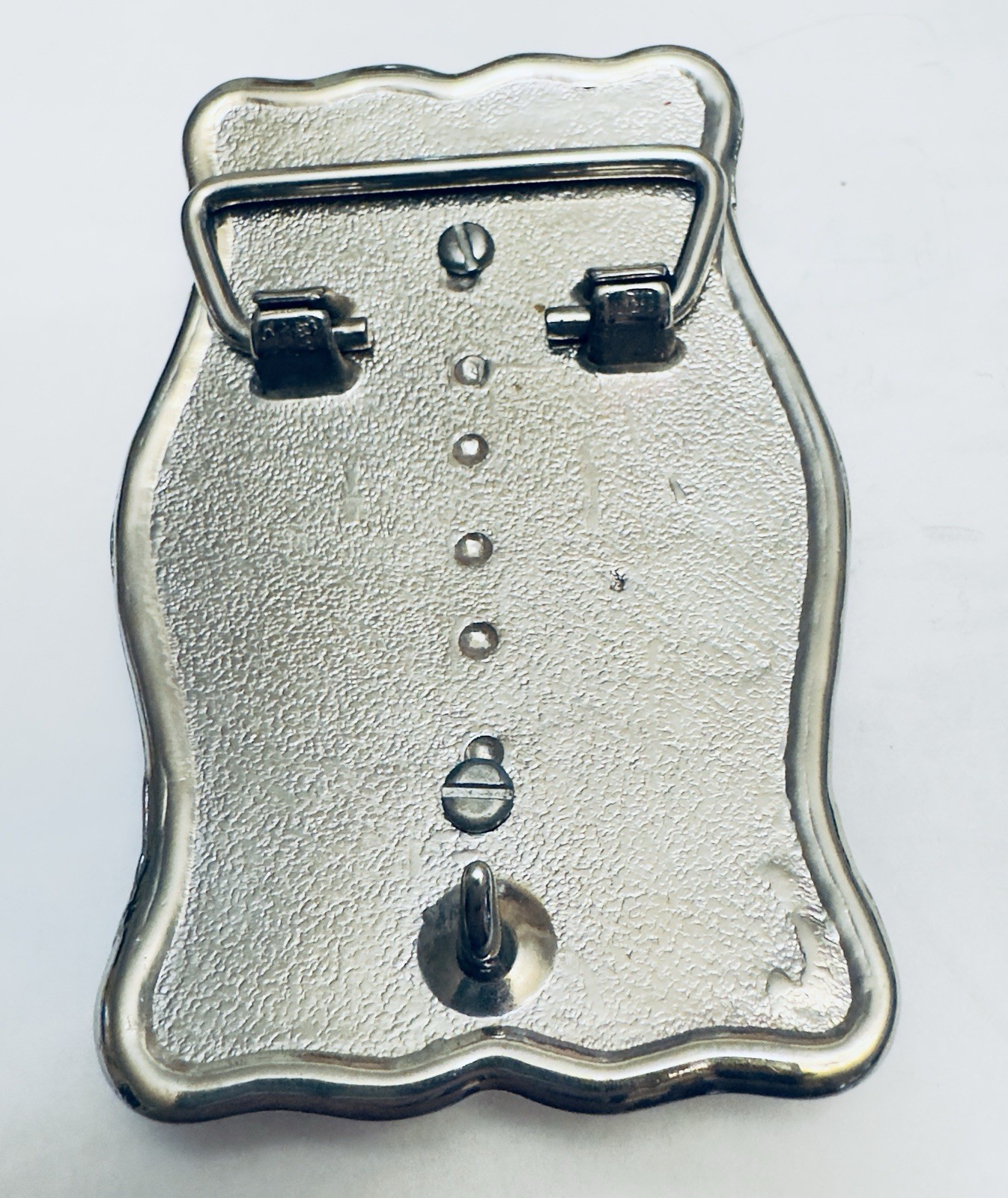 Rectangle Belt Buckle For USA Silver Dollar Coin Screw Back Silver Tone & Red