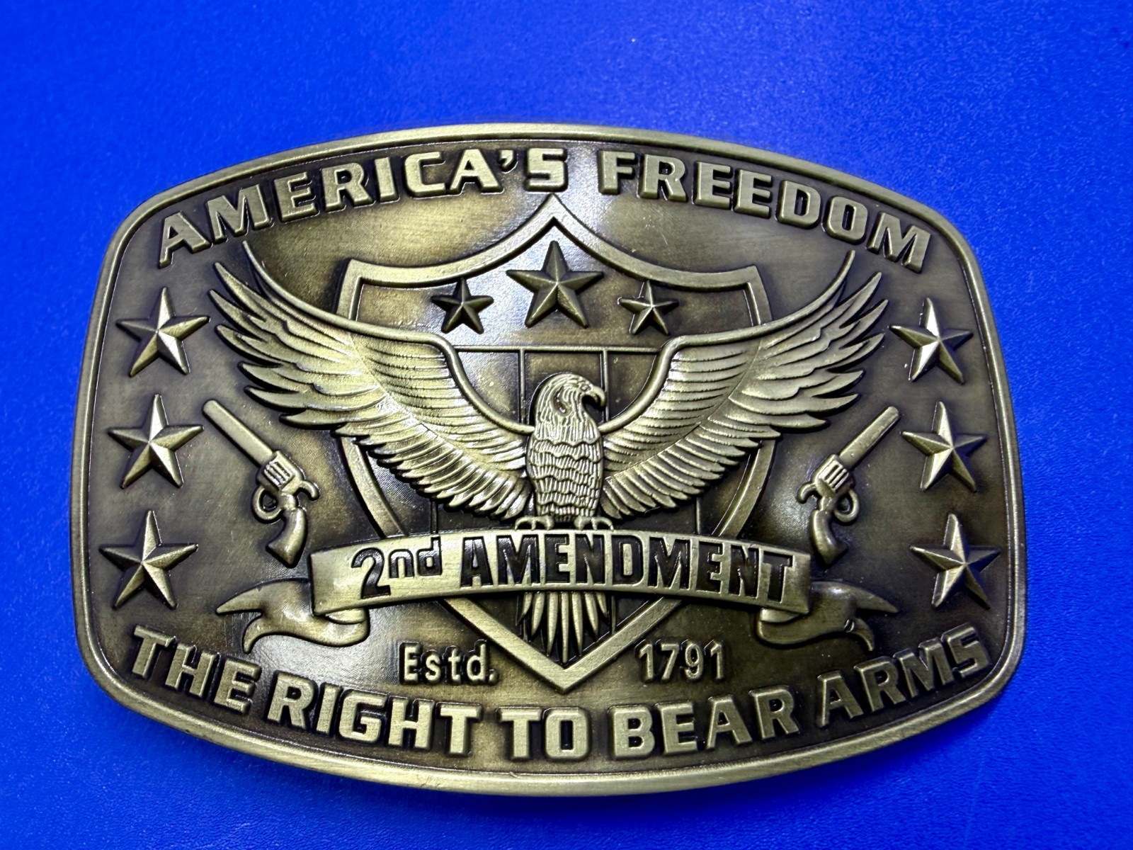 America&rsquo;s Freedom Right To Bear Arms 2nd Amendment Belt Buckle In New Condition