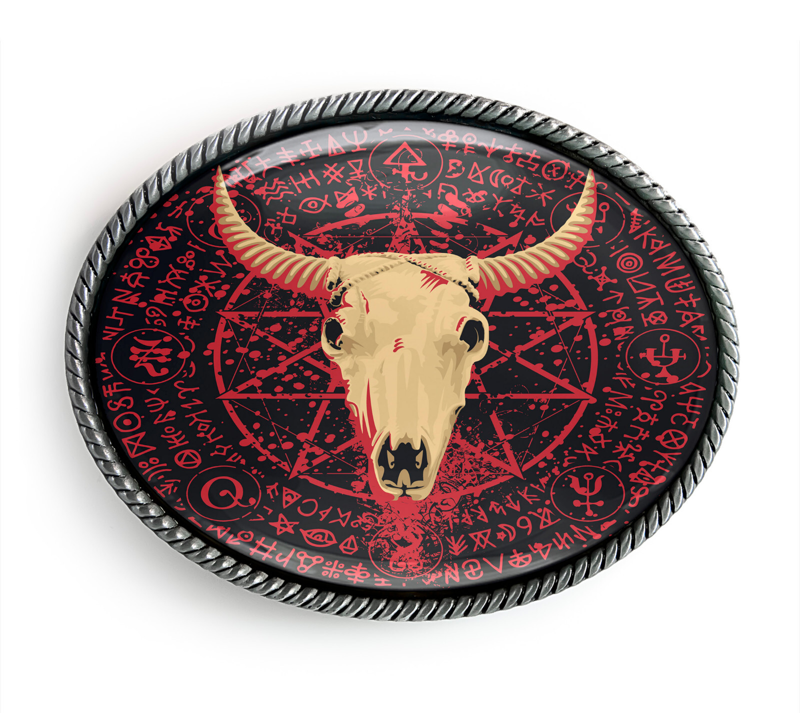 Horned Skull Belt Buckle – Satanic Gothic Occult Pentagram Belt Buckle – 818
