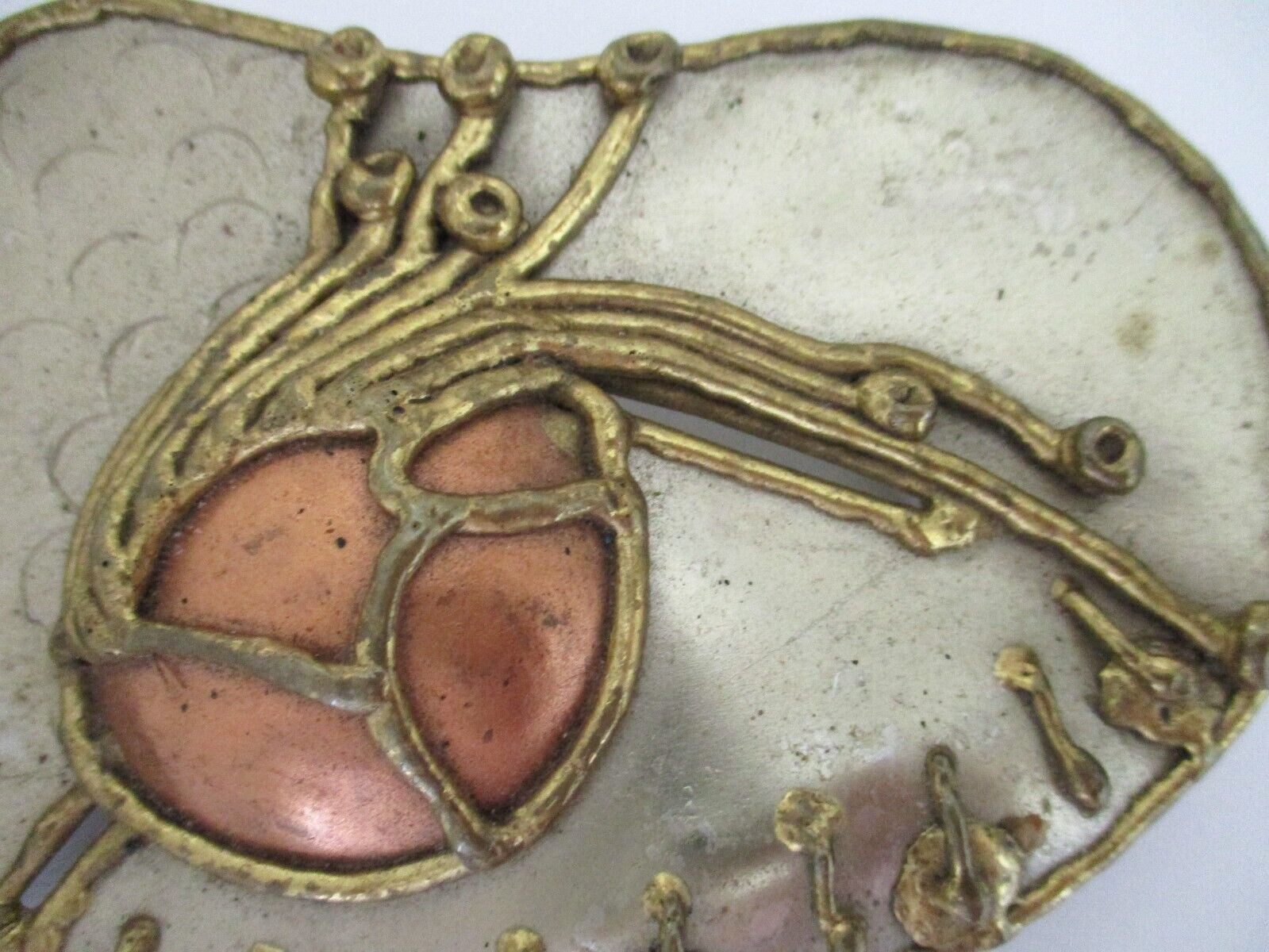 Vintage Copper Brass Metal Belt Buckle Brutalist Modernist Handcrafted
