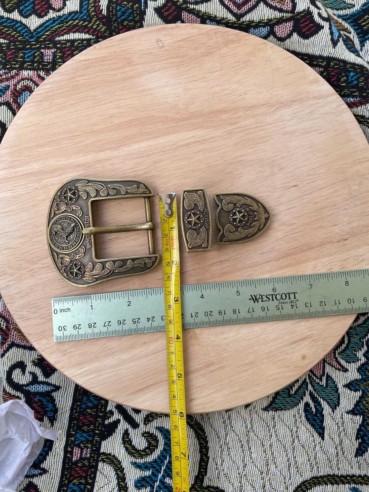 Western Buckle Set 3 Piece Rooster Buckle Star Buckle Hebilla Vaquero Gallo 1.5