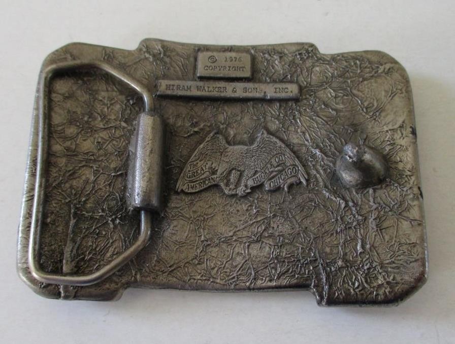 Imported Two Fingers Tequila 80 P Hiram (1976 Metal Belt Buckle) 3 3/8&Prime; X 2 3/8&Prime;