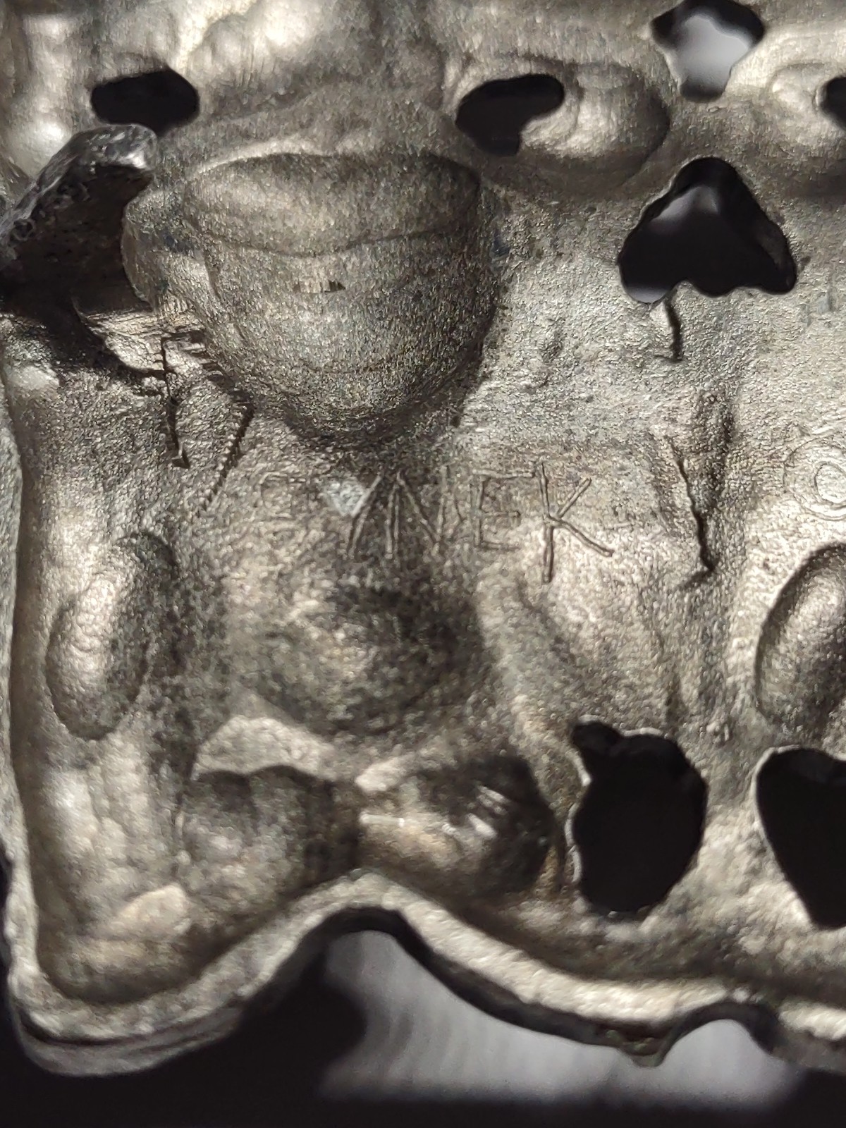 Vintage Synek Laughing Gargoyle Pewter Buckle Rare Gothic Satyrs 1970
