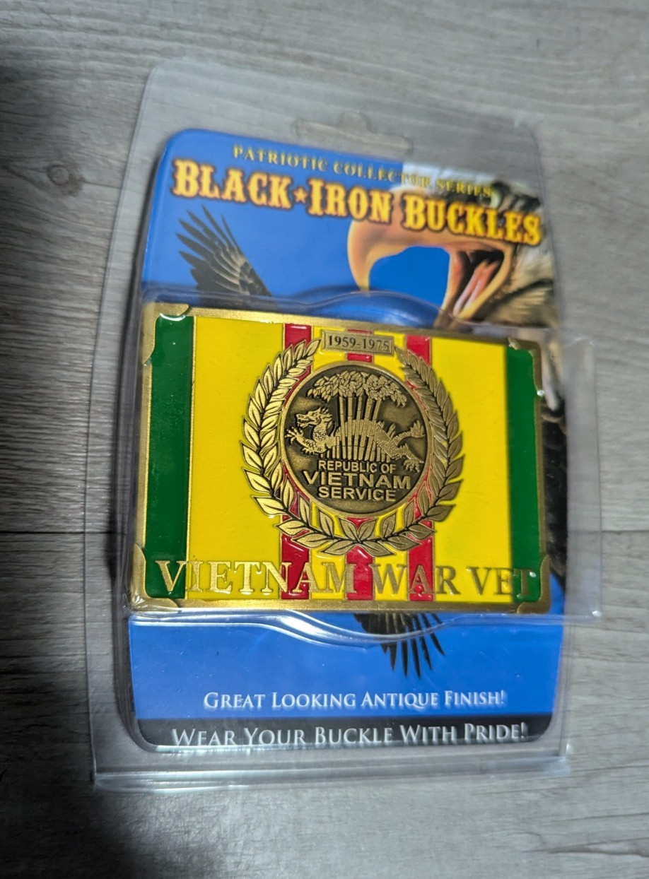 Black Iron Buckles Vietnam War Vet Belt Buckle Military Patriotic Veteran