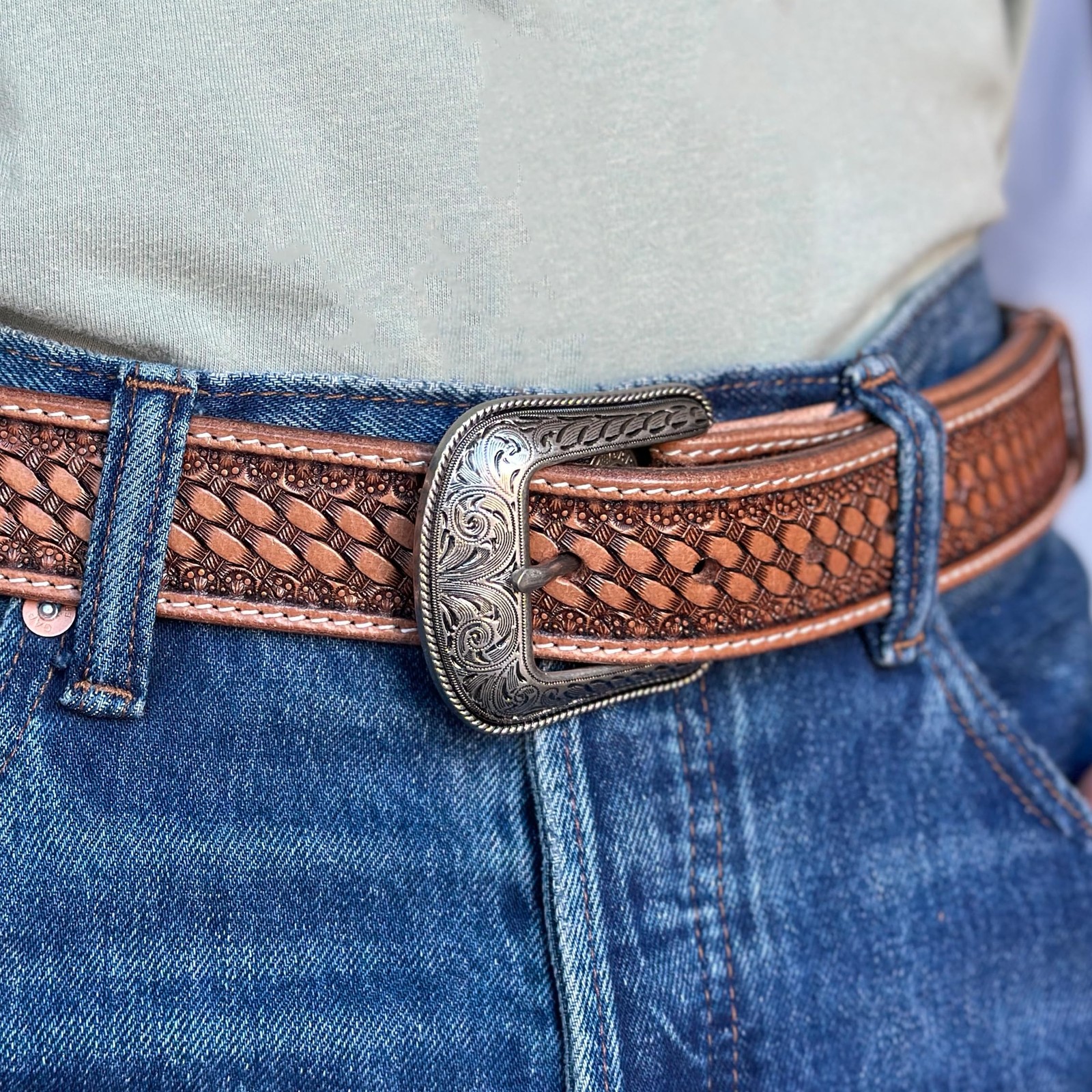 DANIEL&rsquo;S ARTPLANET Western Belt for Men Full 32 (fits size 30 jeans), Brown