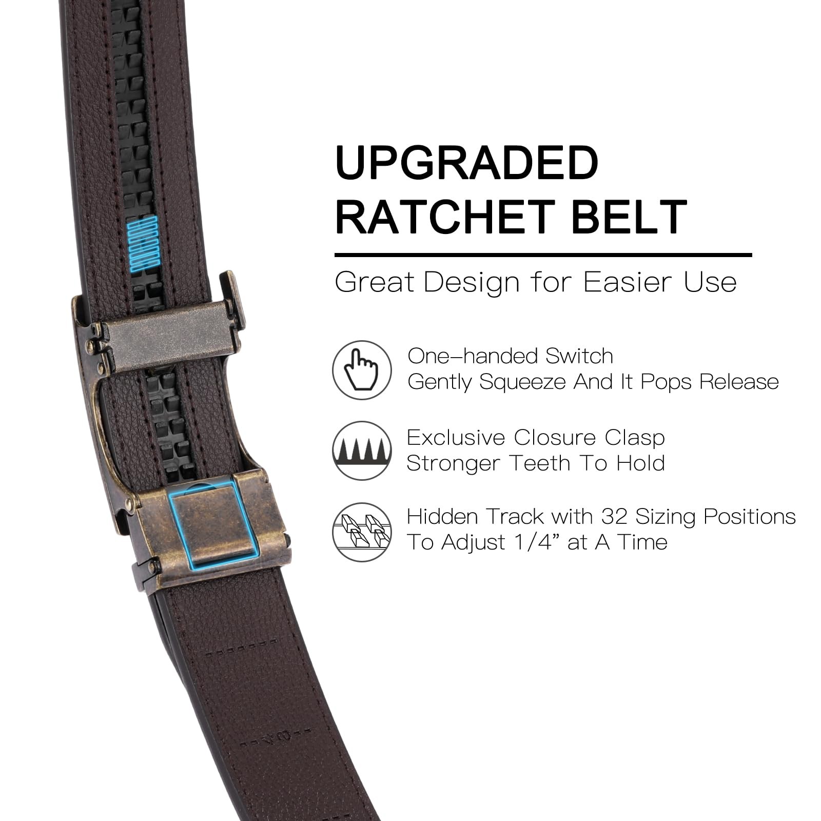 SENDEFN Men&rsquo;s Leather Casual Belt 1 3/8&Prime; 28&Prime; to 46&Prime; Waist Adjustable, Brown