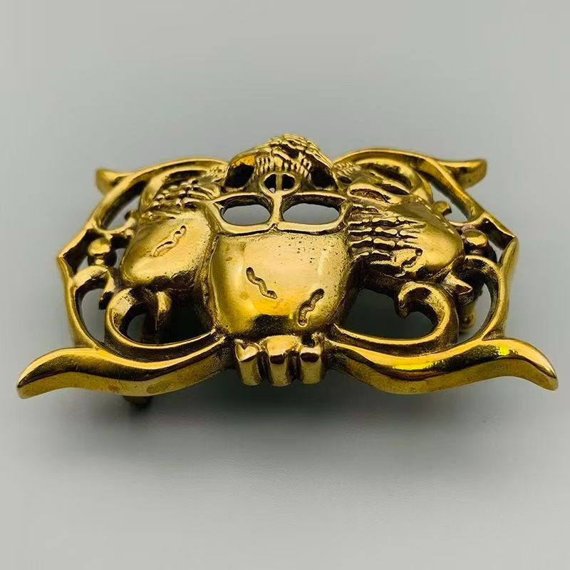 Pure copper skull belt buckle copper creative men&rsquo;s brass smooth buckle