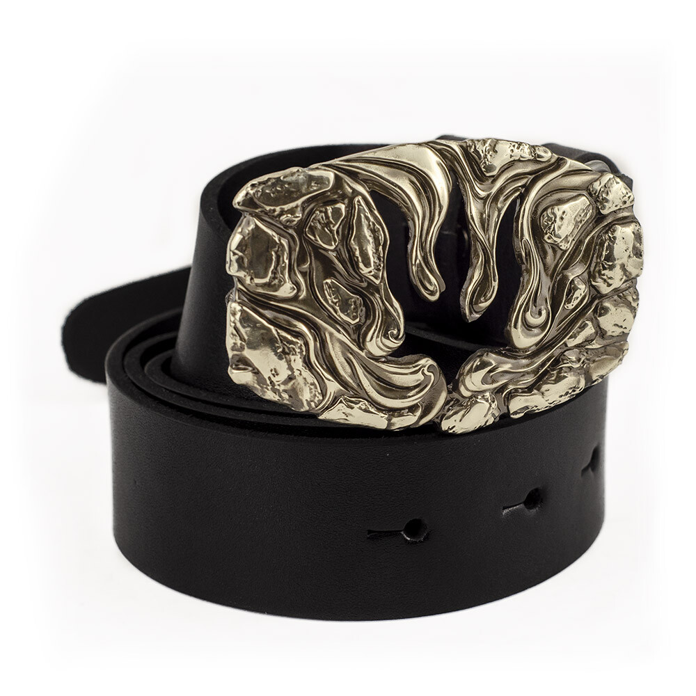German silver belt buckle Lava Trident, Ukrainian Polygonal Low poly design