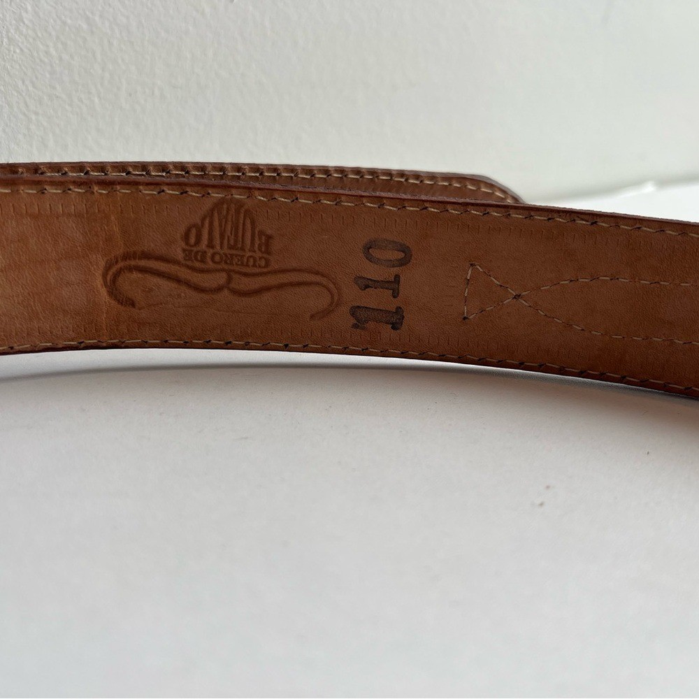 Brown Buffalo Leather Belt Cuero de Búfalo Brass Buckle Size 110 /47.5&Prime; x 1-3/8&Prime;