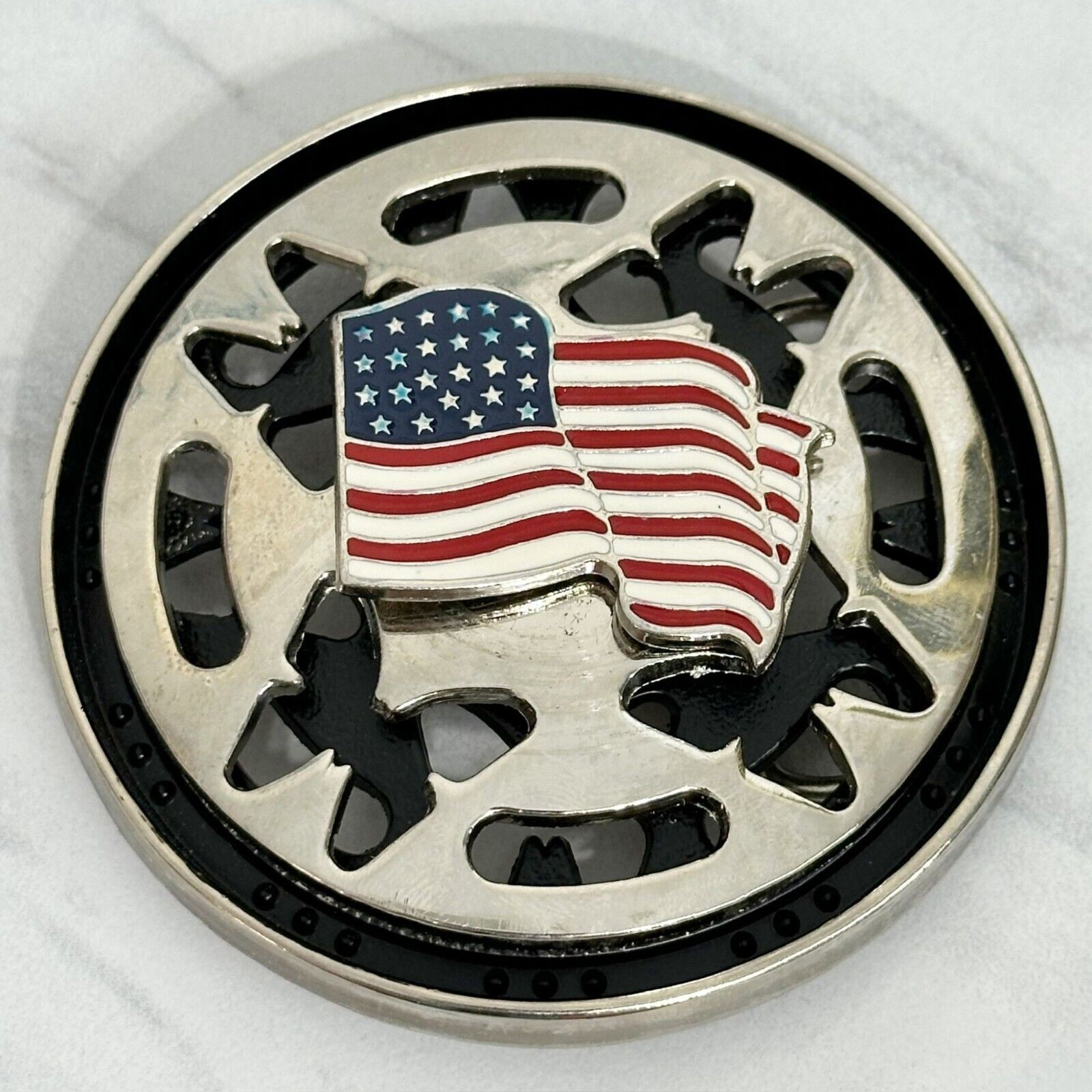 American Flag Butterfly Spinning Fidget Belt Buckle Novelty – 3.44&Prime;