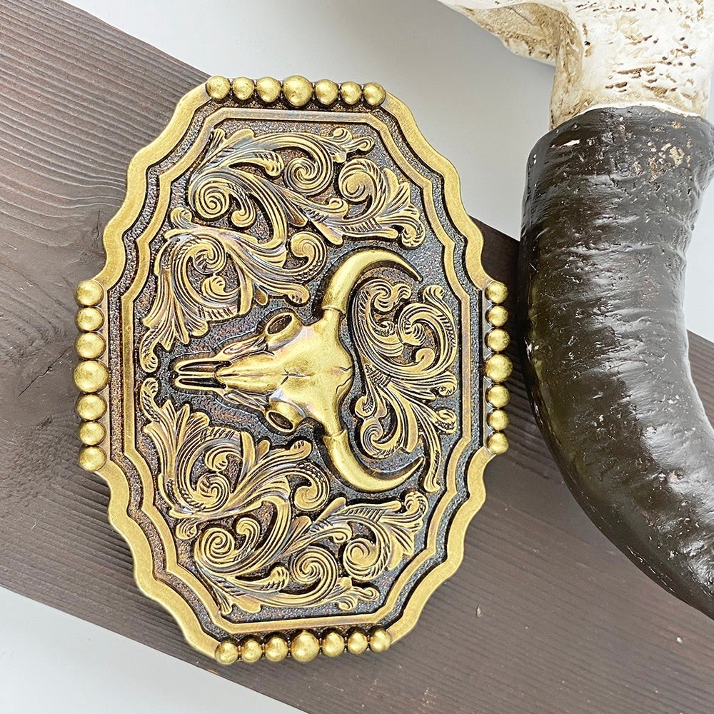Western Cowboy Belt Buckle – Texas Bull Skull Belt Buckle for Men women