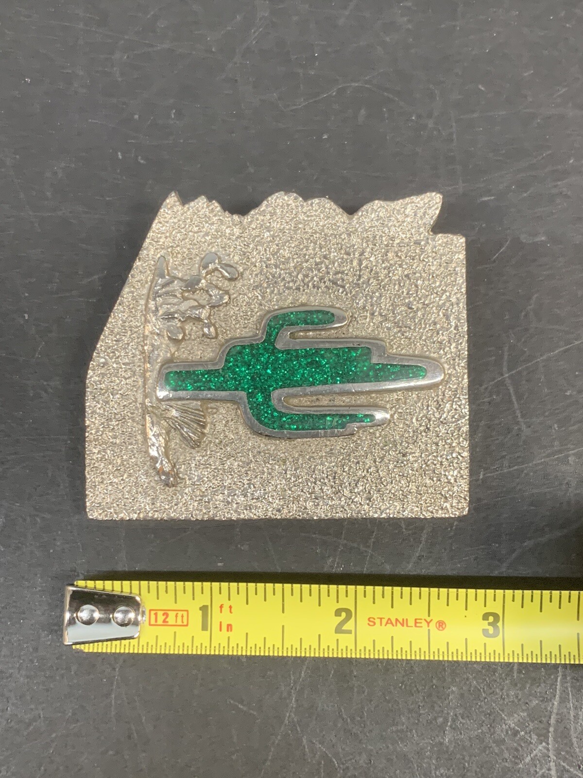 Arizona LAND OF ENCHANTMENT BELT BUCKLE Cactus – Green and Silver